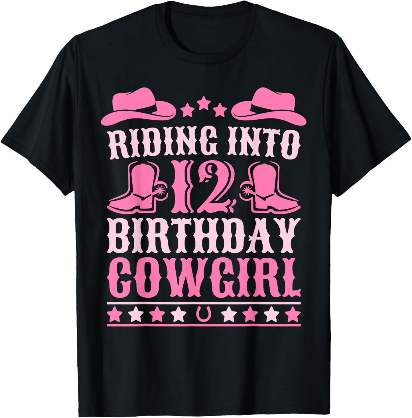 12yr Birthday Cowgirl Outfit 12 Year Old Girl 12th Birthday T-Shirt - T-Shirt | Black