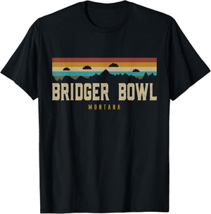 Bridger Bowl Vintage Mountains Hiking Camping Montana Retro T-Shirt - T-Shirt | Black