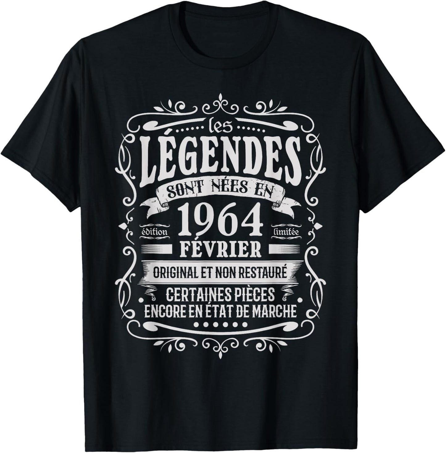Février 1964 Anniversaire 61 ans Homme Né En Février 1964 T-Shirt - T-Shirt | Black