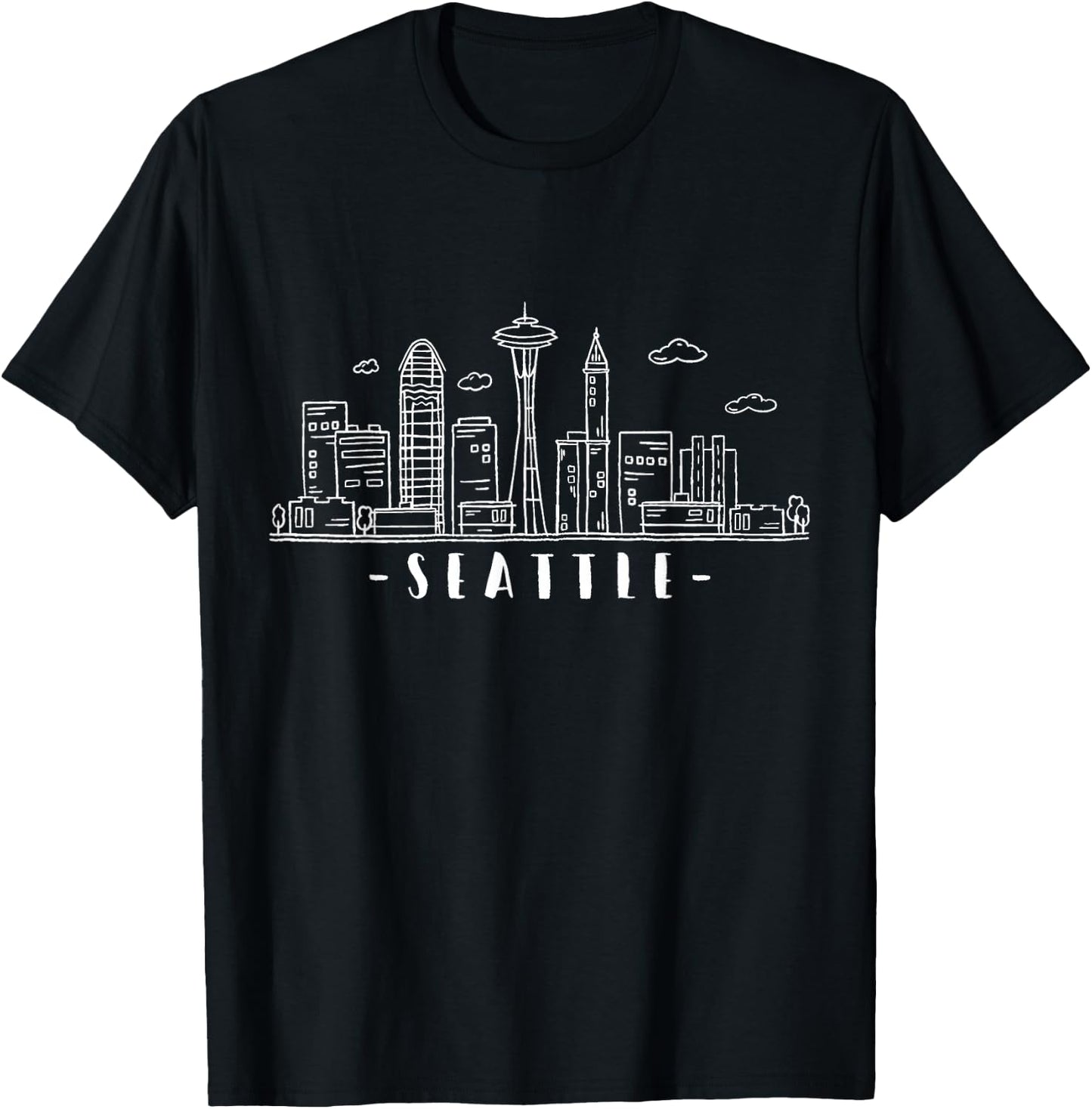 Seattle Skyline Washington PNW Vintage T-Shirt - T-Shirt | Black