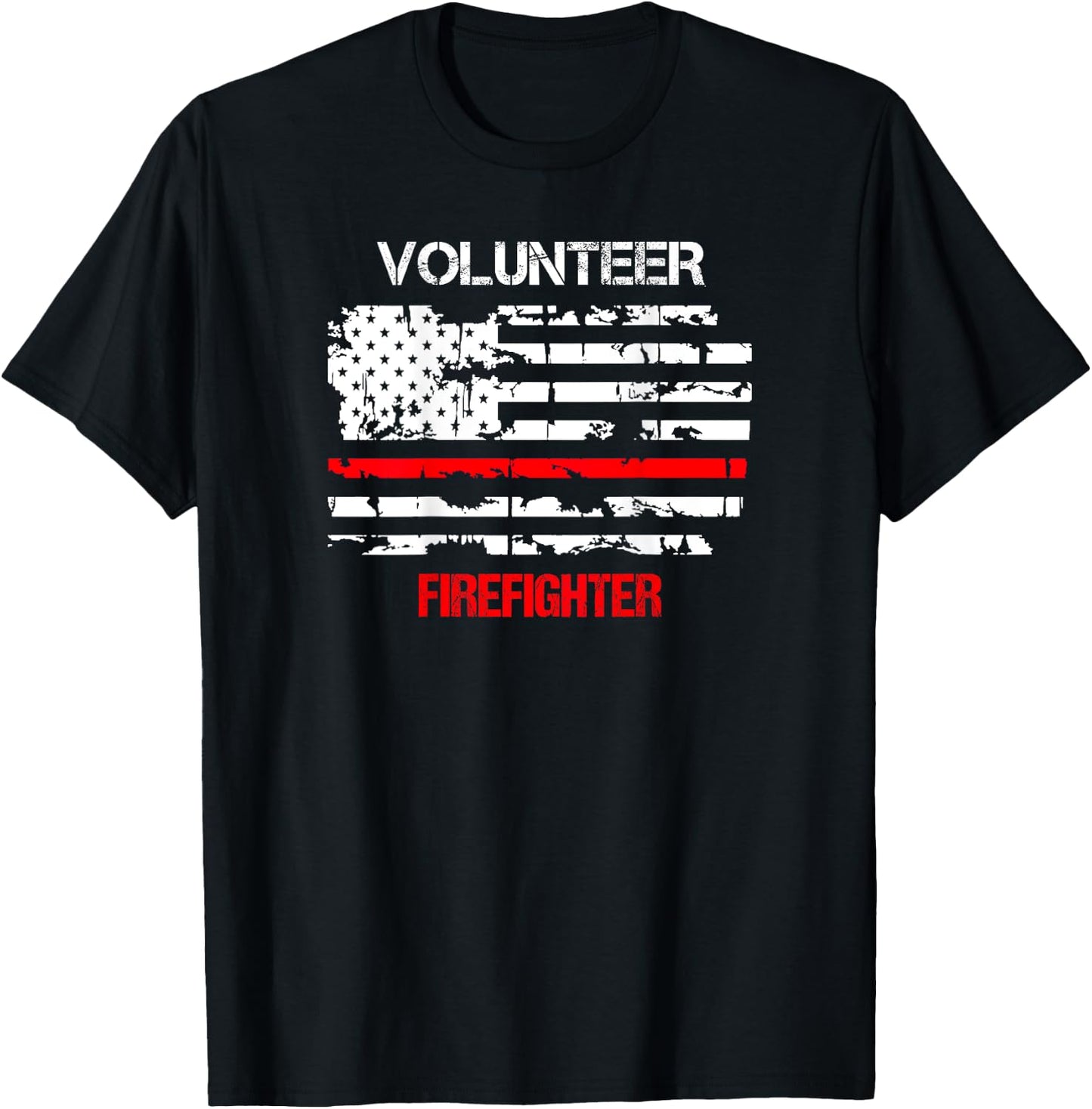 Volunteer Firefighter Thin Red Line T-Shirt - T-Shirt | Black