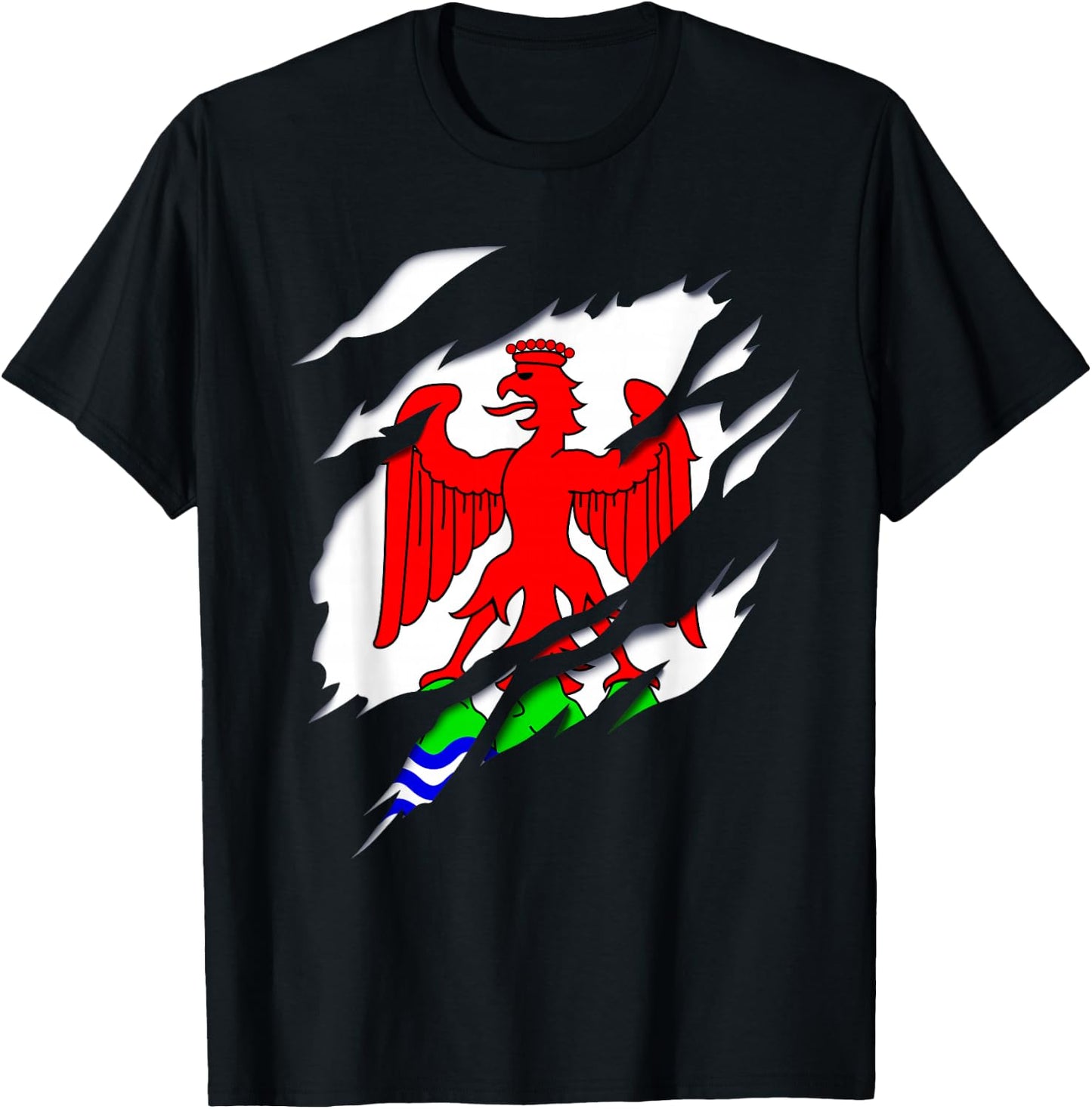 Nice Nice Flag Crest Ripped 3D Effect France , Black, S T-Shirt - T-Shirt | Black