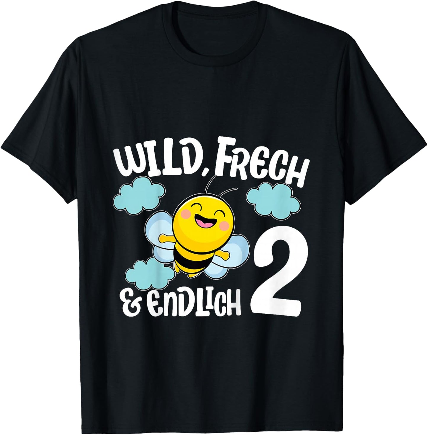 Children's Cute Bee Birthday Shirt Cheeky & Finally 2 Years Girls , black, 80 T-Shirt - T-Shirt | Black