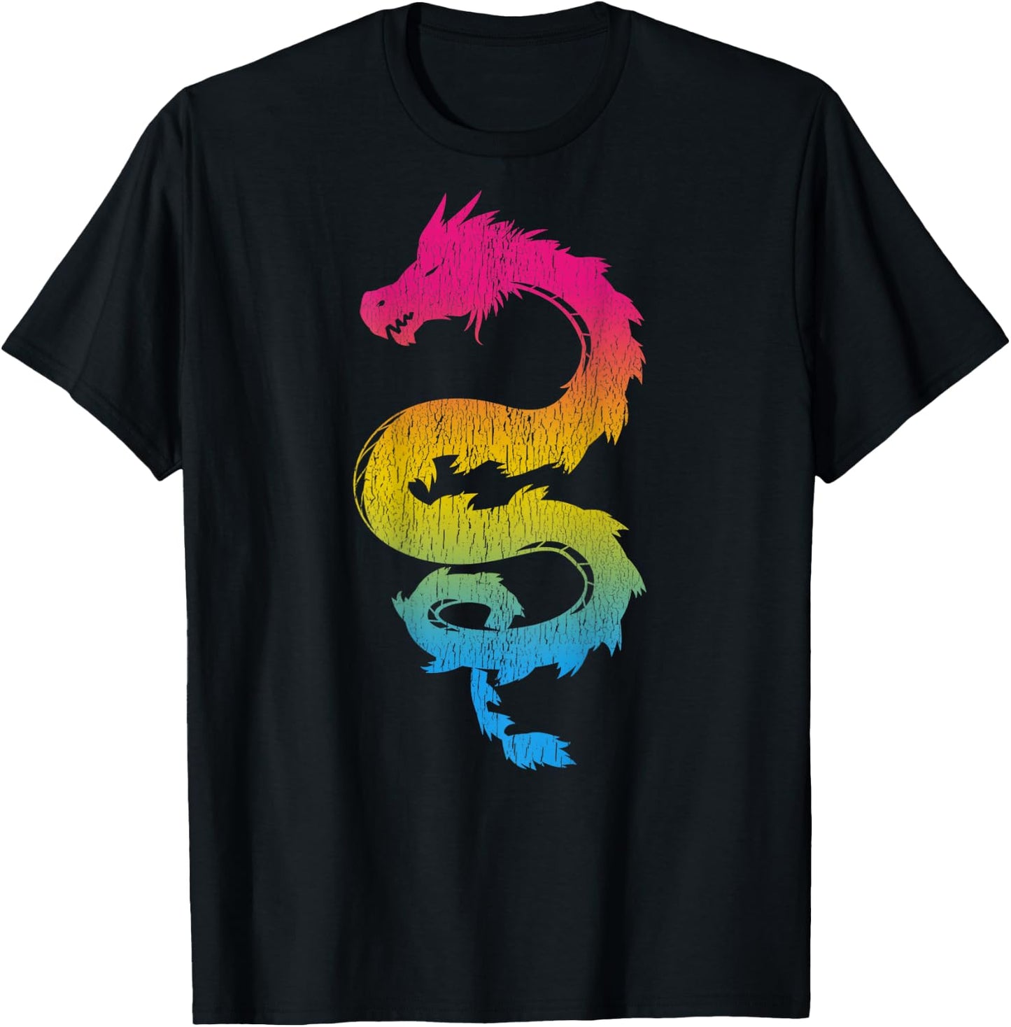 Pansexual Japanese Dragon Pan Pride Flag Colors Back Design T-Shirt - T-Shirt | Black