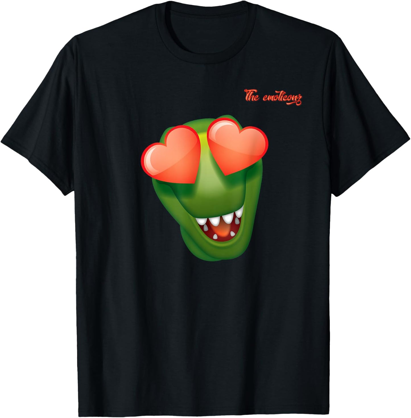 Emoji Happy Love Eyes Dinosaur Face T-Shirt - T-Shirt | Black