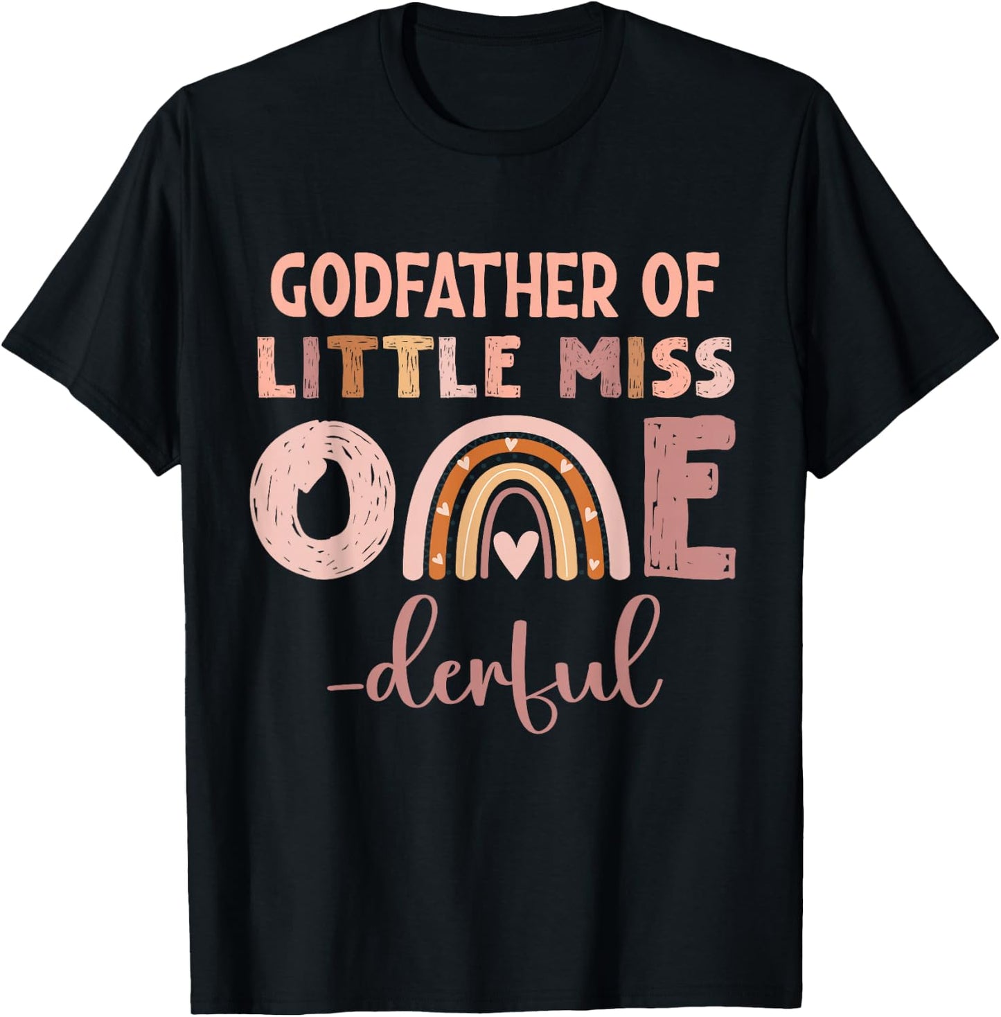 Boho Godfather of Miss Onederful 1st Birthday Girl Cute T-Shirt - T-Shirt | Black