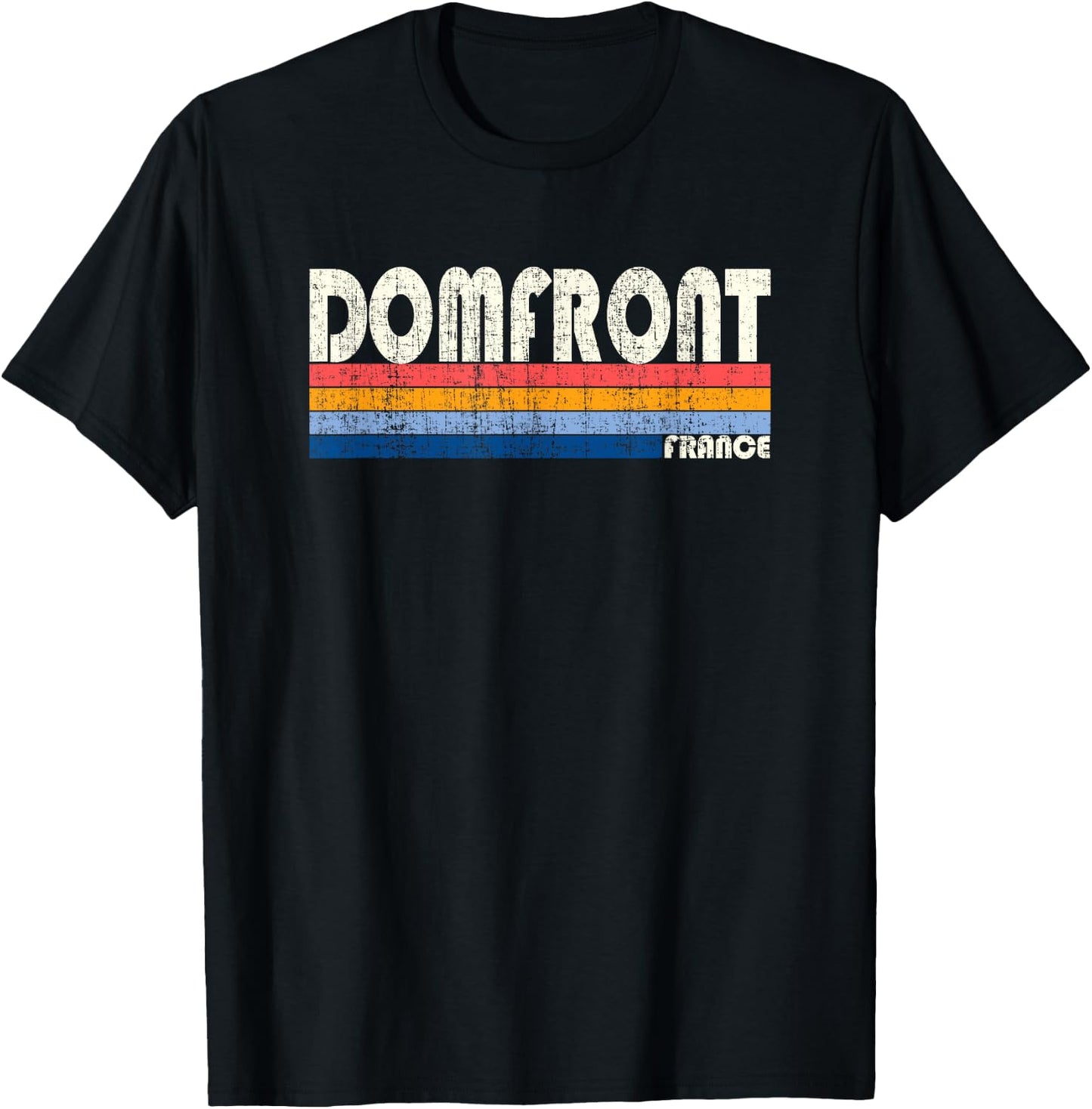 Retro Vintage 70s 80s Style Domfront, France T-Shirt - T-Shirt | Black