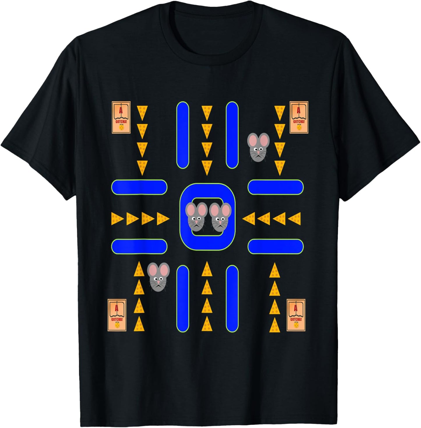 Mouse Cheese Mousetrap Video Games Vintage For Kids Adults T-Shirt - T-Shirt | Black