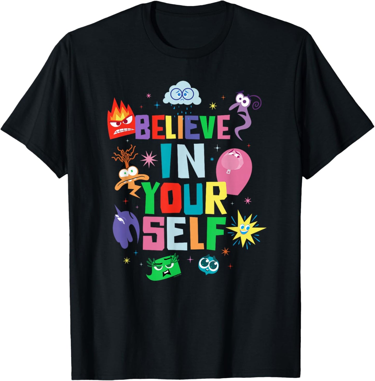 Disney and Pixar's Inside Out 2 Emotions Believe in Yourself , Black, S T-Shirt - T-Shirt | Black