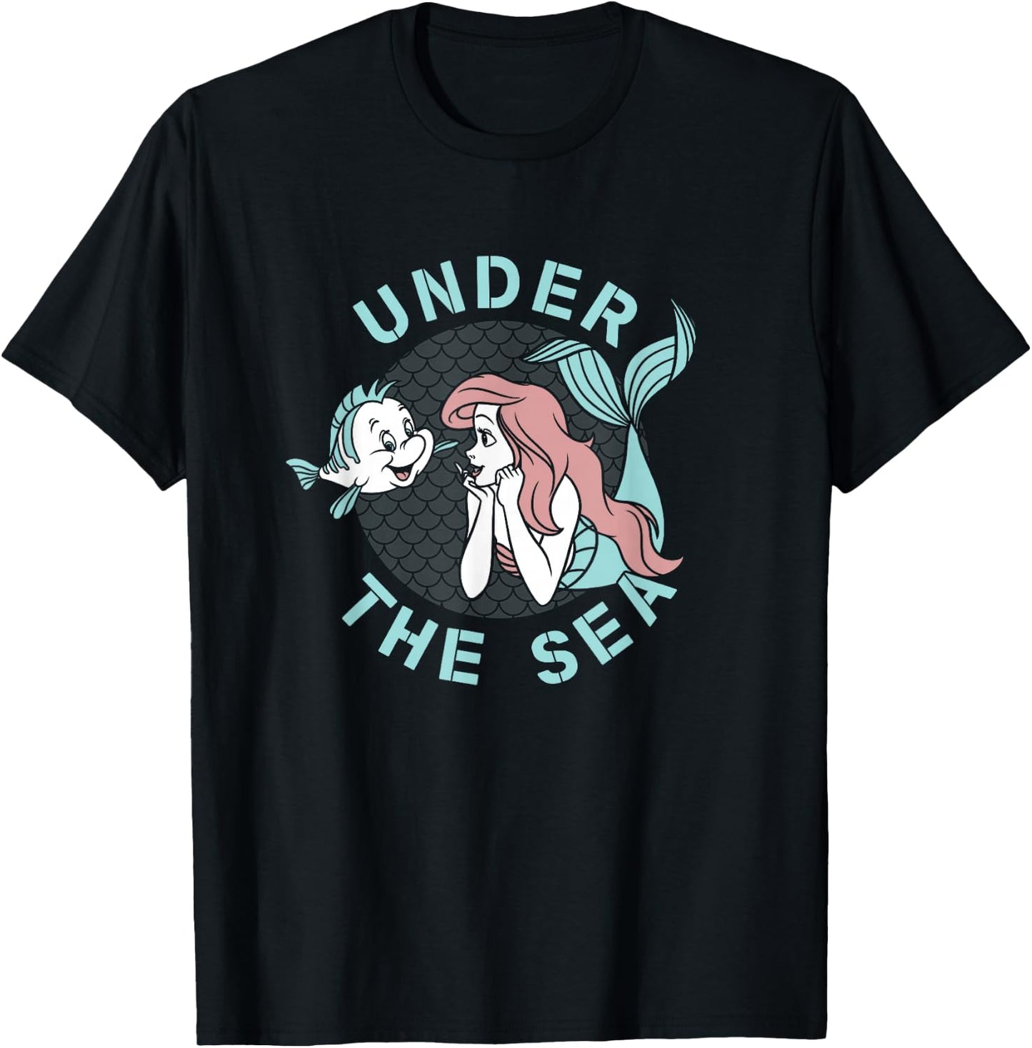 Disney The Little Mermaid & Flounder Friends Under The Sea T-Shirt - T-Shirt | Black