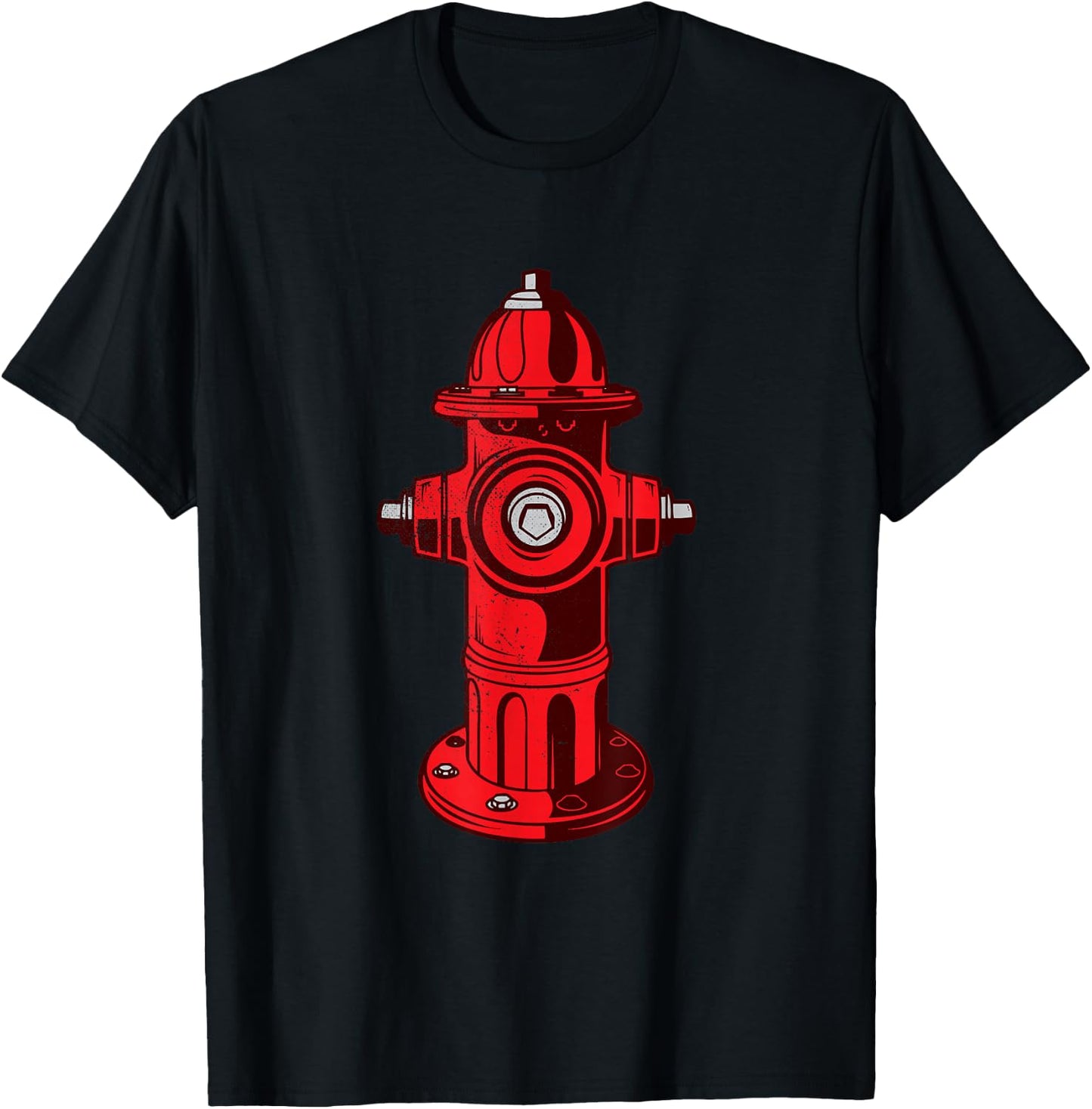 Red Graphic Fire Hydrant FireFighter Work Shirt T-Shirt - T-Shirt | Black