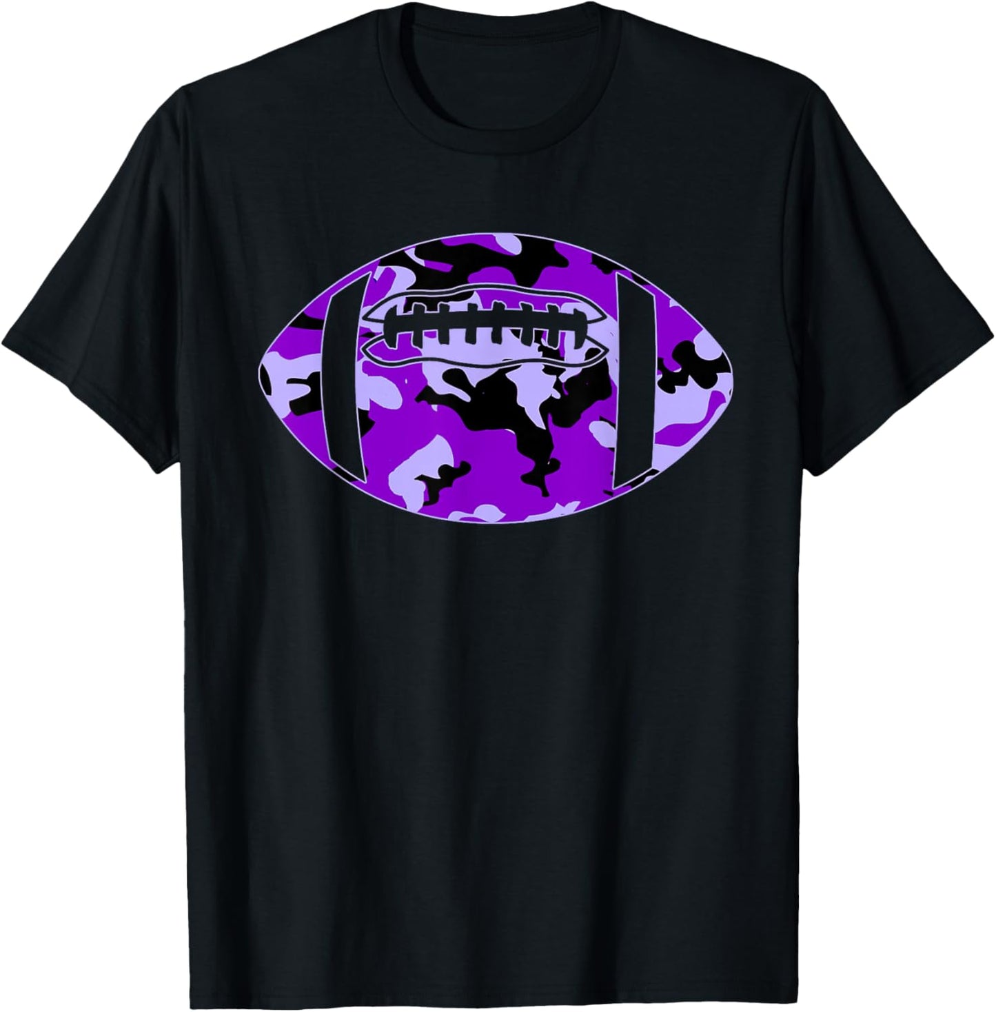Camouflage Football Shirt - Purple Camo Football T-Shirt - T-Shirt | Black