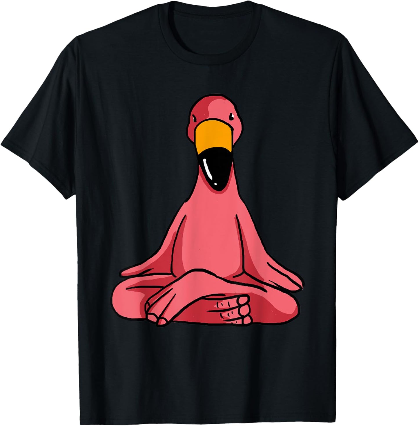Cute Yoga Flamingos Funny Pink Water Bird Meditation Lovers T-Shirt - T-Shirt | Black