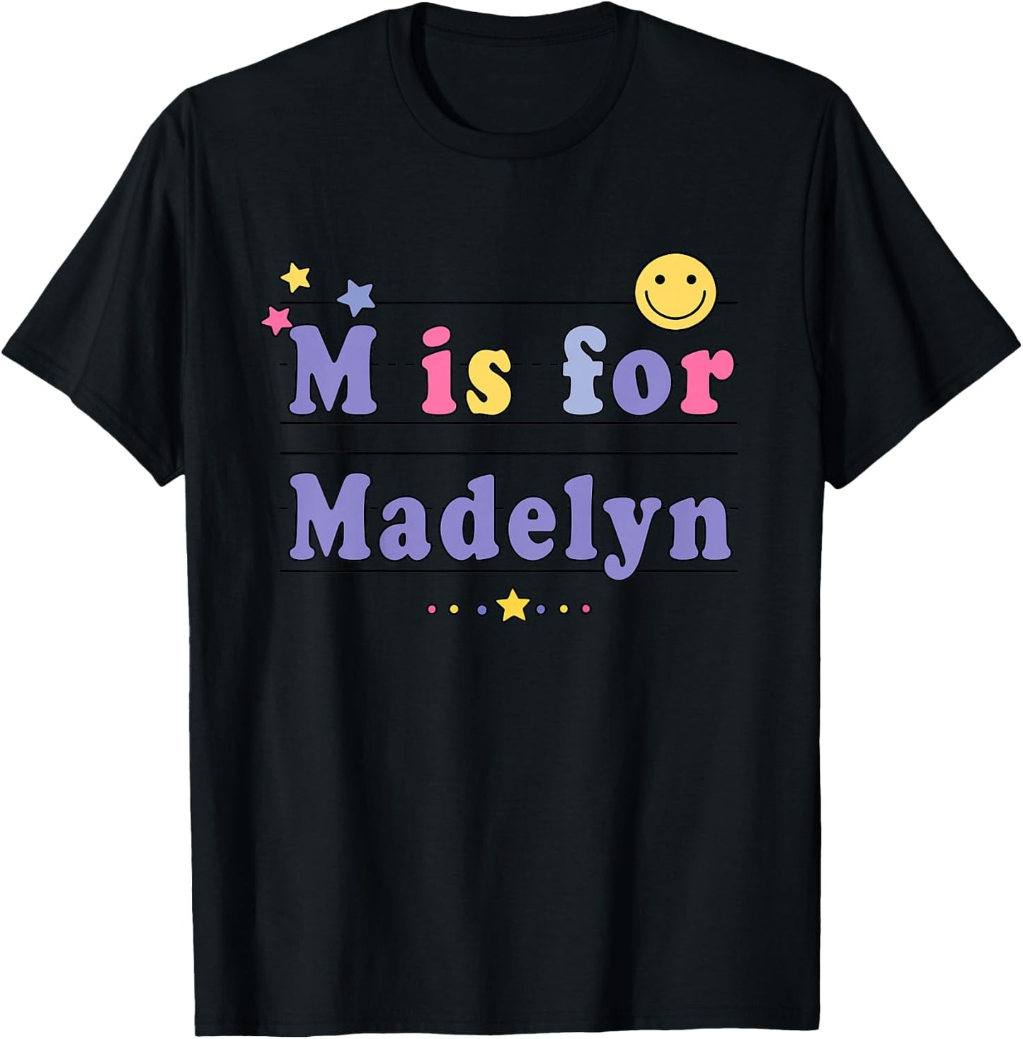 Kids Madelyn Name Shirt Alphabet M is for Madelyn T-Shirt - T-Shirt | Black