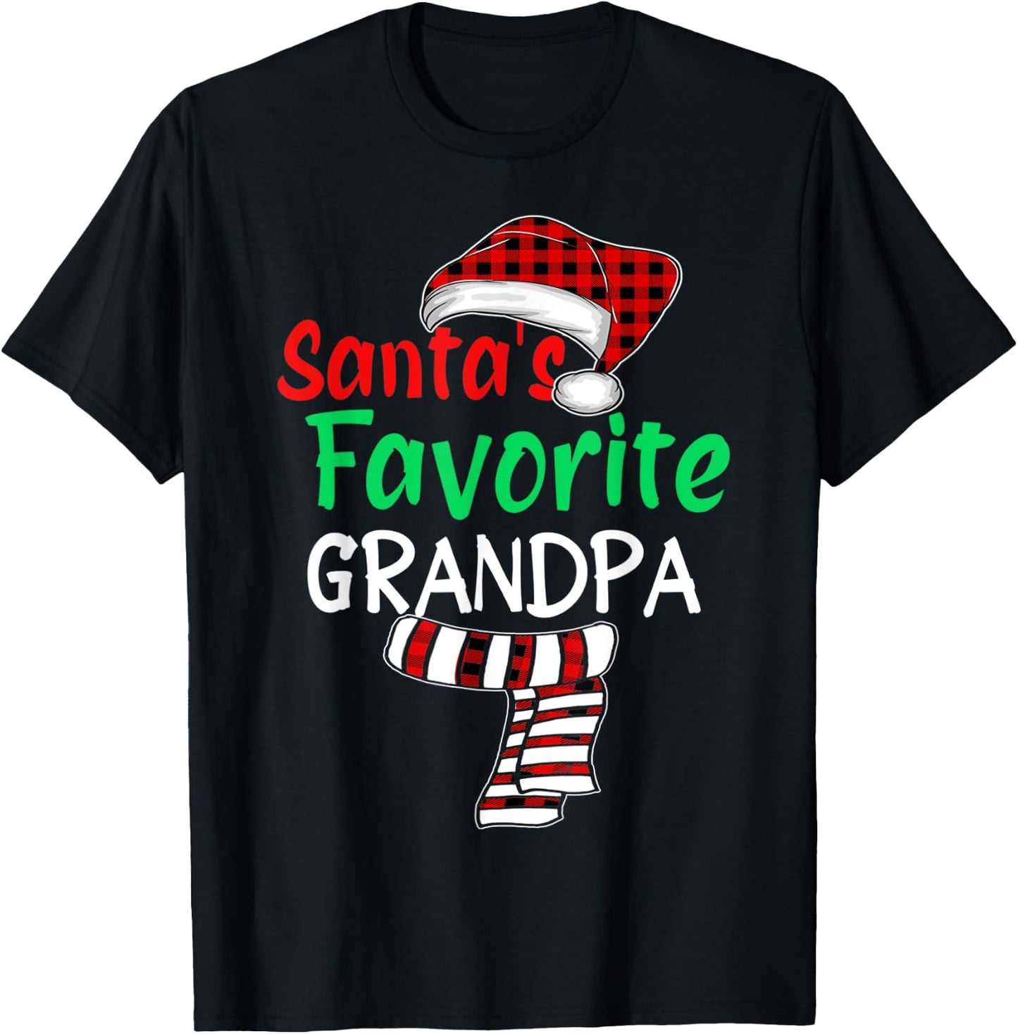 Christmas Family Santa Claus Shirt, Santa's Favorite Grandpa T-Shirt - T-Shirt | Black