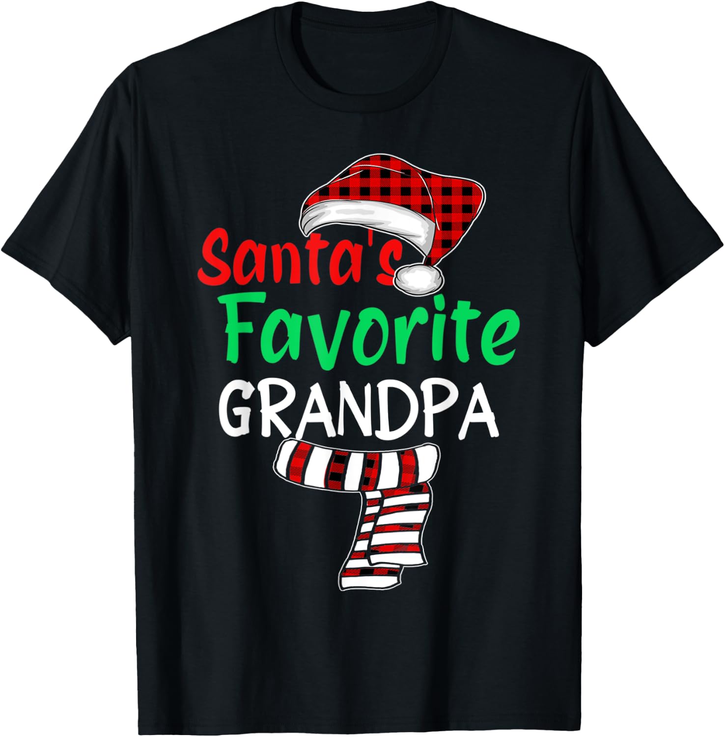 Christmas Family Santa Claus Shirt, Santa's Favorite Grandpa T-Shirt - T-Shirt | Black
