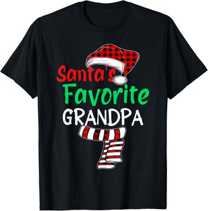 Christmas Family Santa Claus Shirt, Santa's Favorite Grandpa T-Shirt - T-Shirt | Black