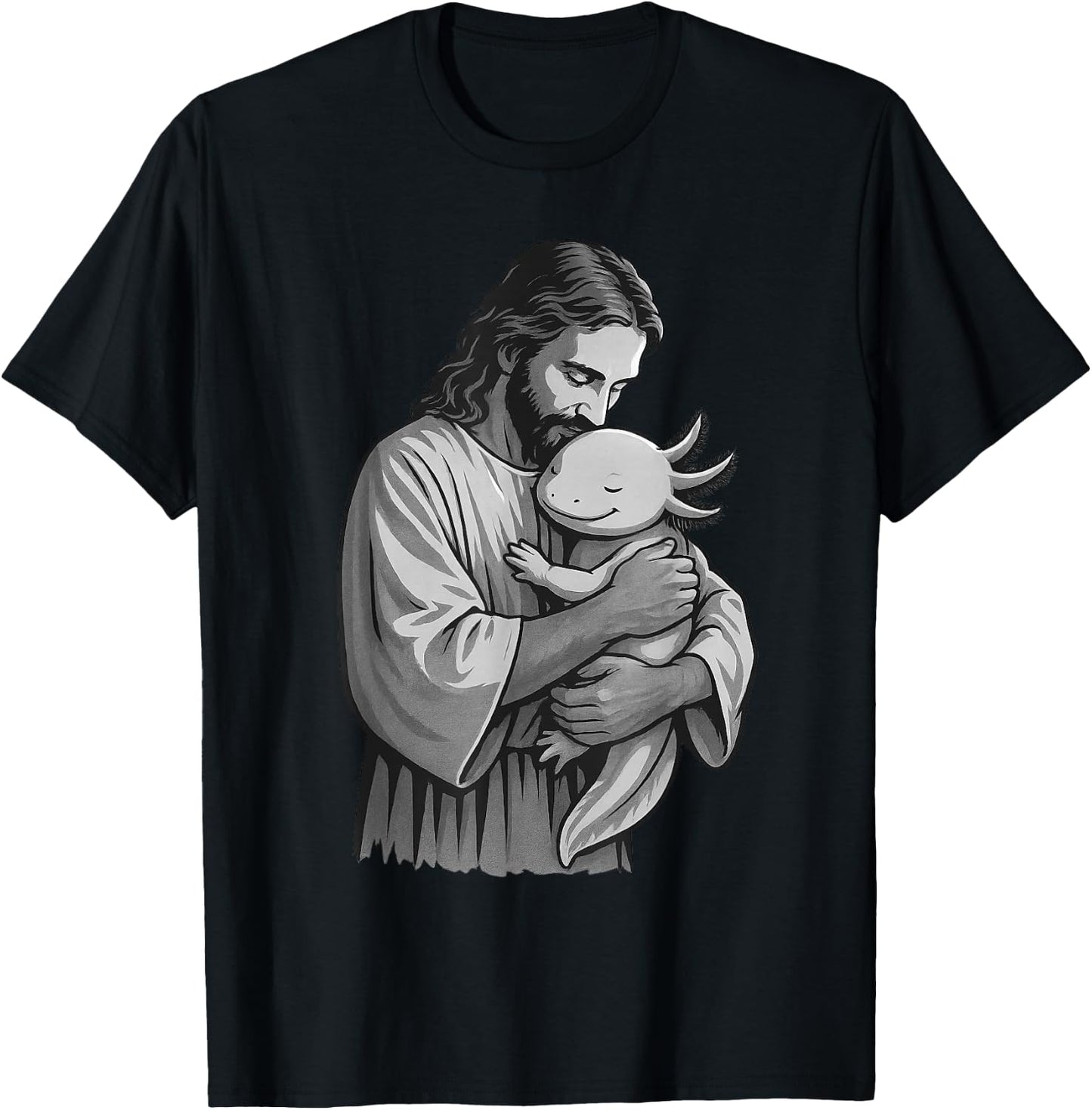 Axolotl And Jesus Christian Faith Pet Lover T-Shirt - T-Shirt | Black