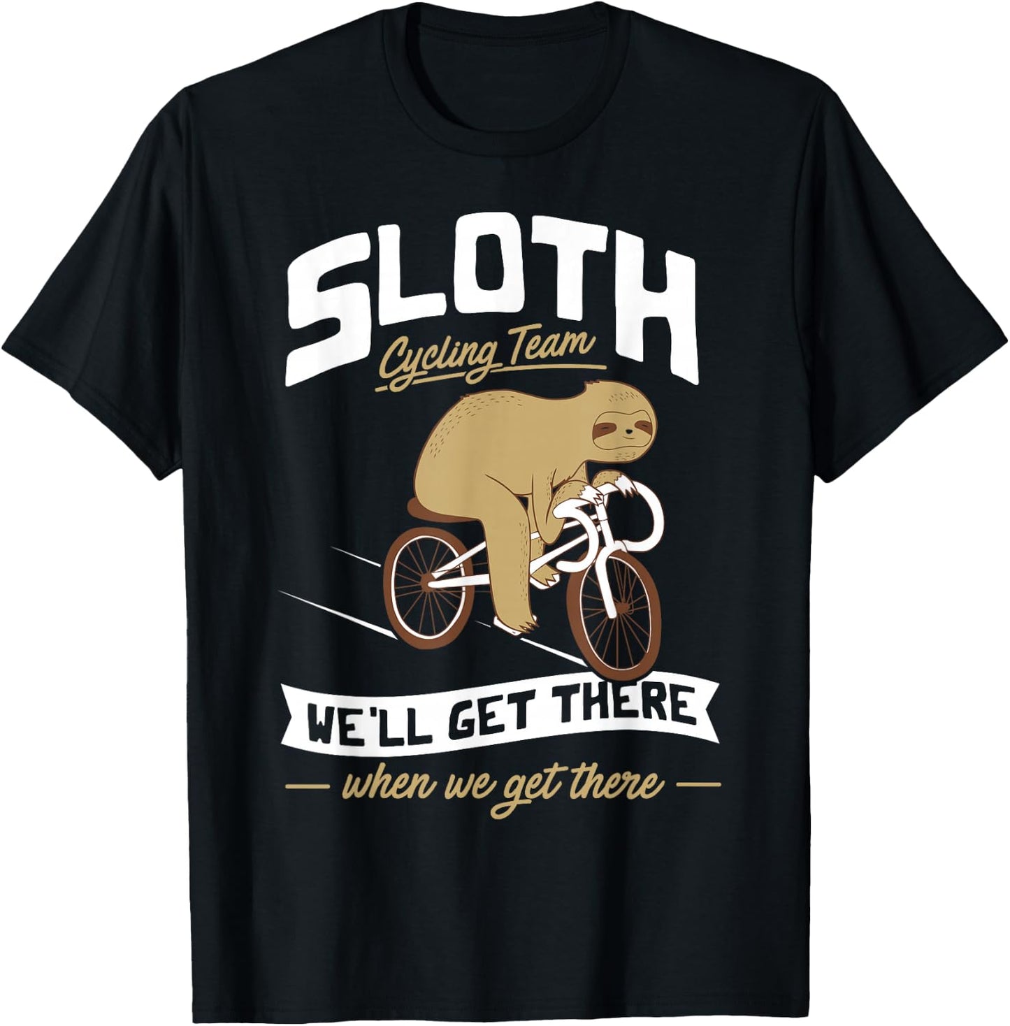 Sloth Cycling Team - Lazy Sloth Sleeping On Bicycle T-Shirt - T-Shirt | Black