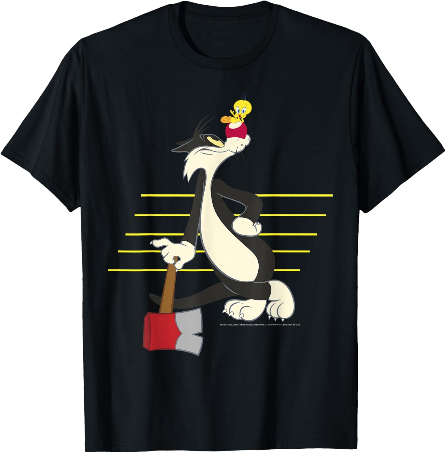 Looney Tunes Sylvester & Tweety Lined Portrait T-Shirt - T-Shirt | Black