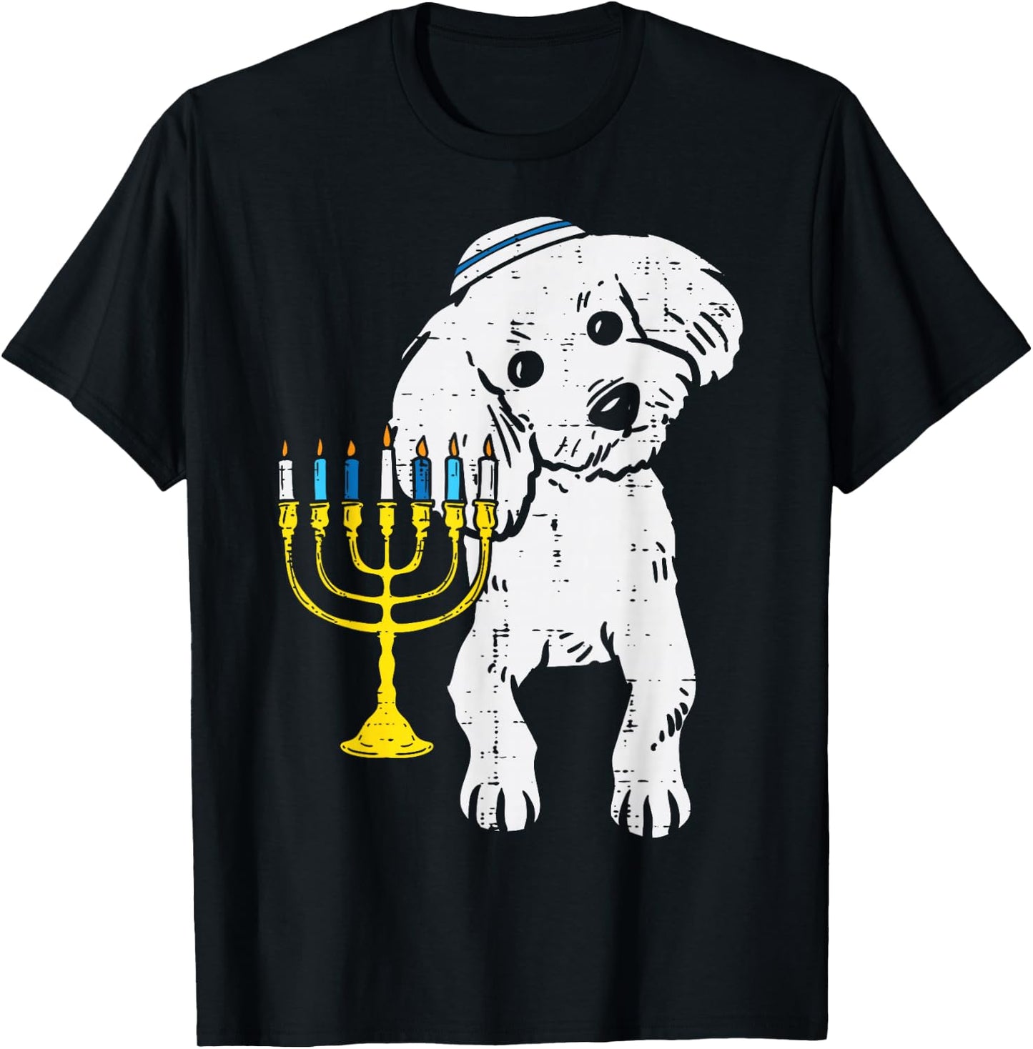 Jewish Poodle Dog Menorah Hanukkah Pajamas Chanukah PJs T-Shirt - T-Shirt | Black
