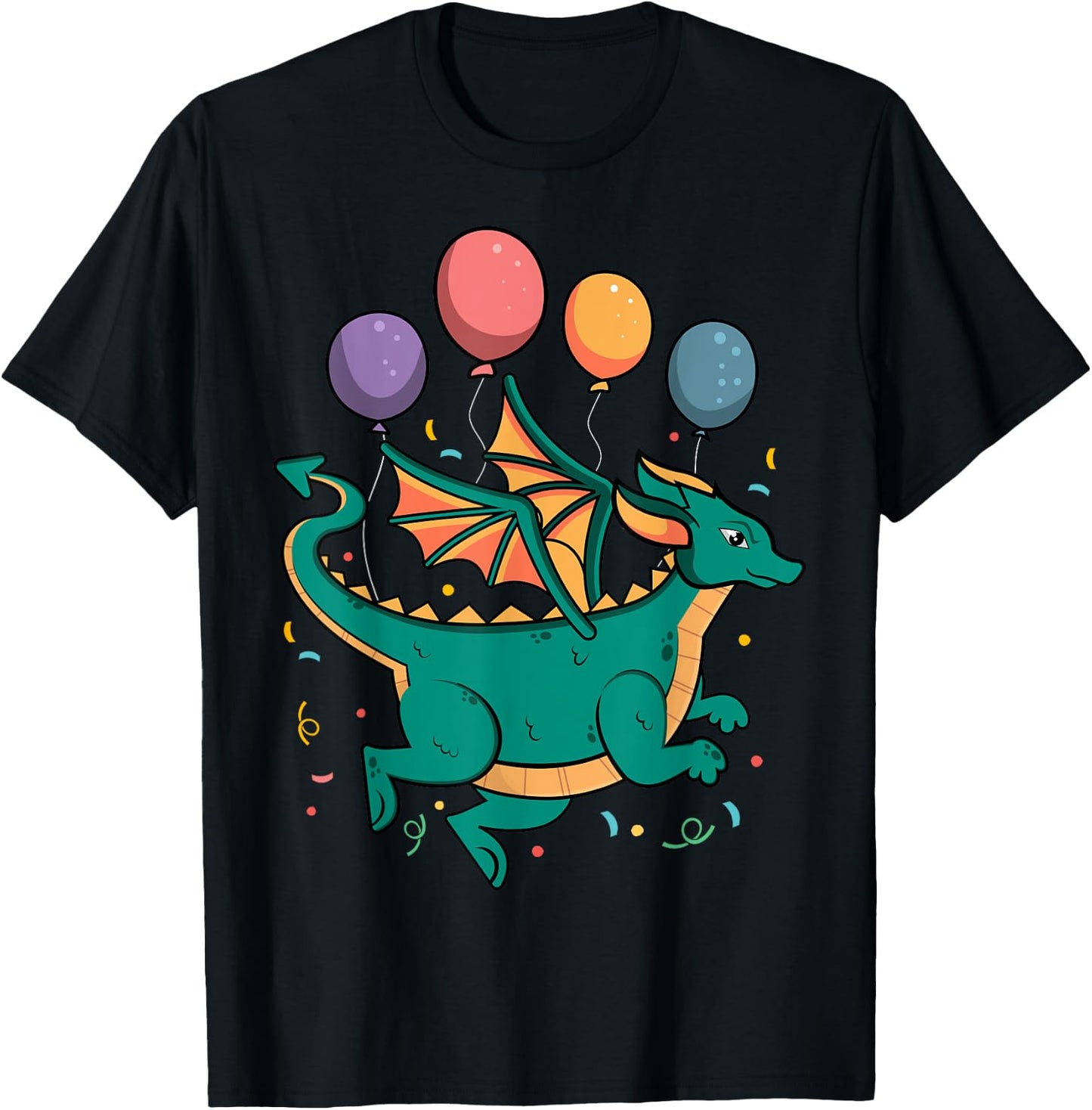 Dragon Birthday Party Kid Magical Bday Balloon Theme T-Shirt - T-Shirt | Black