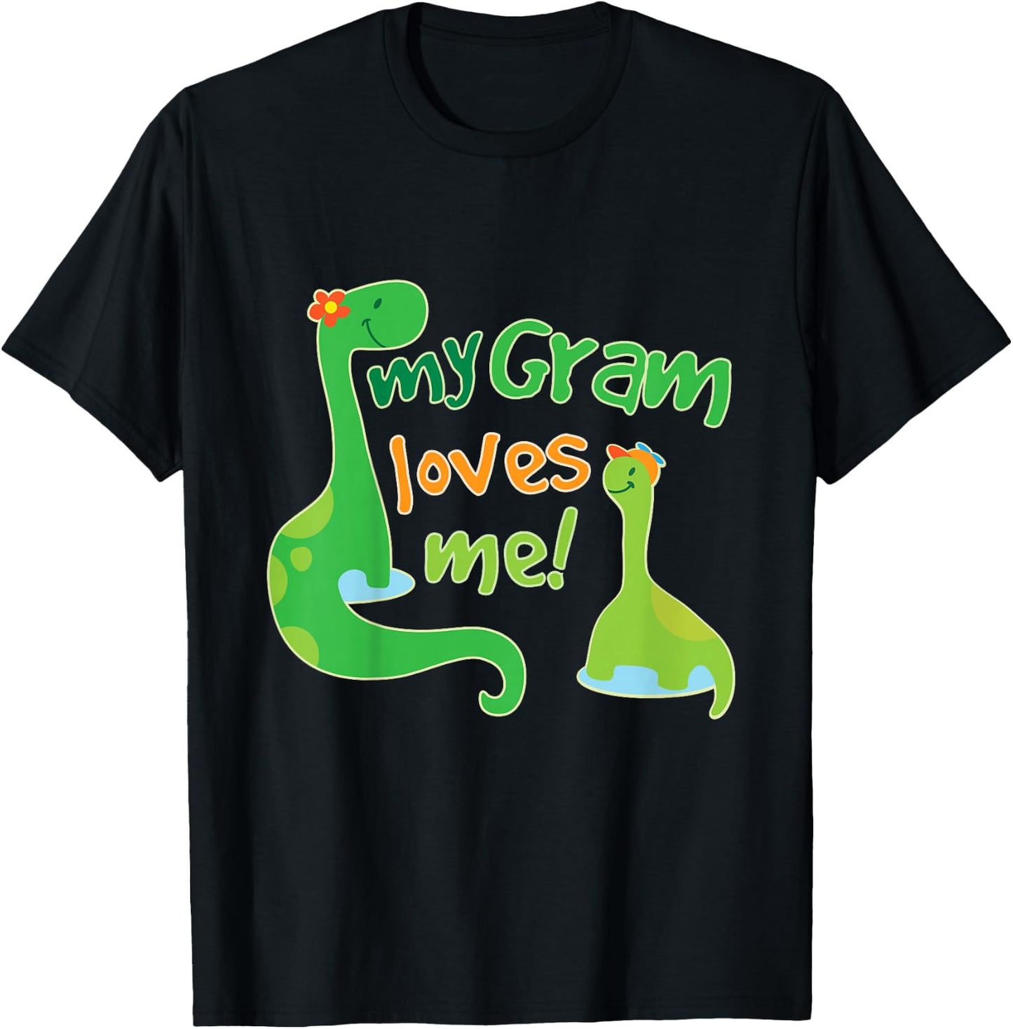 Kids My Gram Loves Me Grandson Dinosaur T-Shirt - T-Shirt | Black