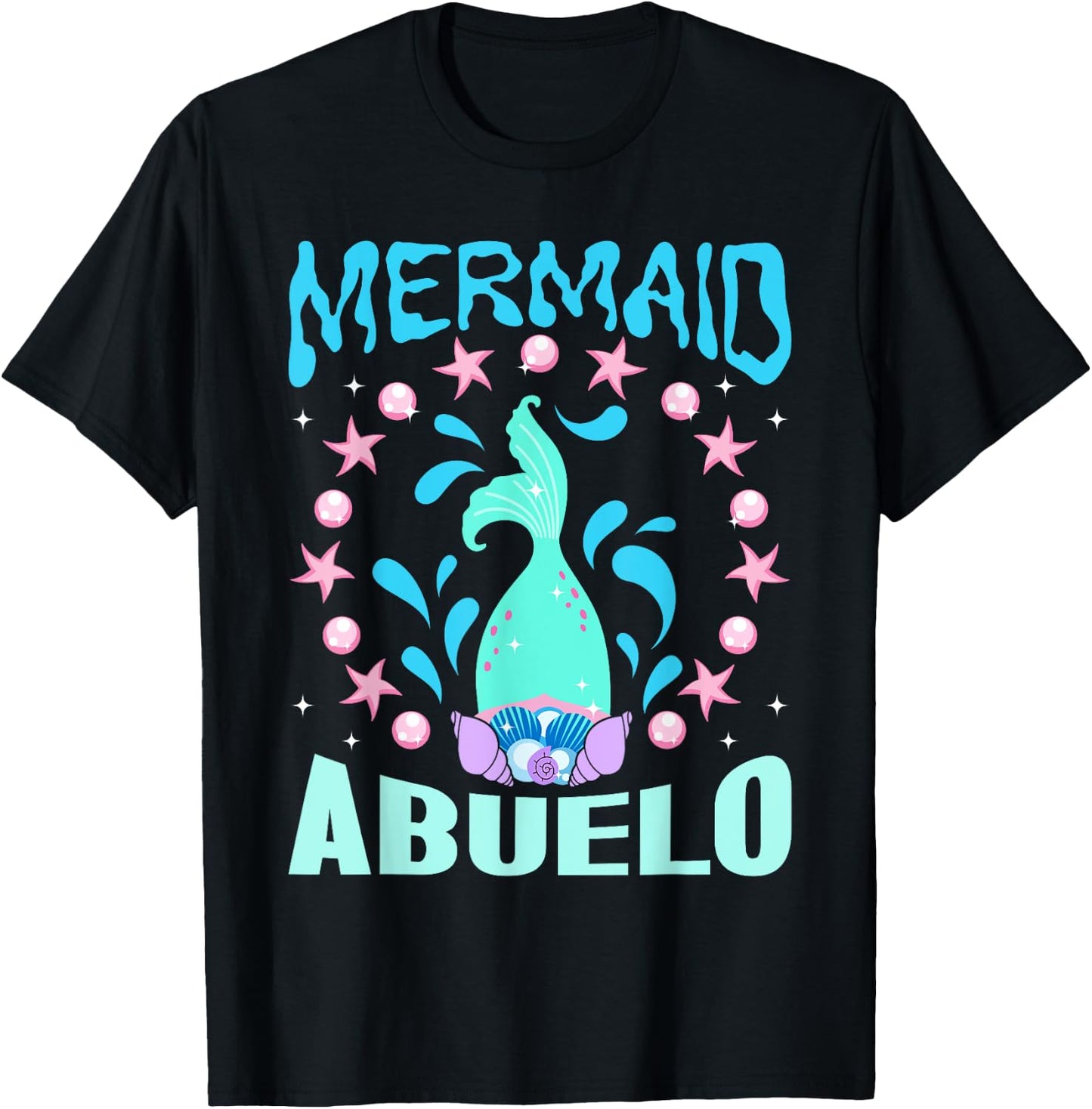Mermaid Birthday Outfit Mermaid Party Grandpa Mermaid Abuelo T-Shirt - T-Shirt | Black