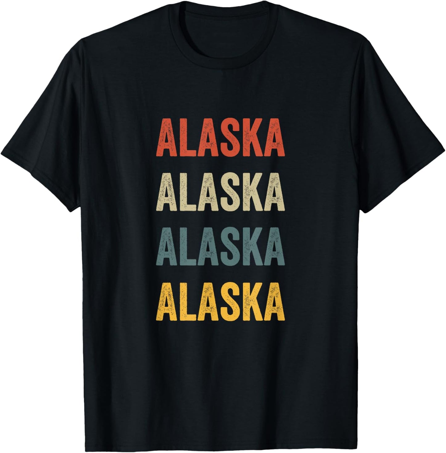 Alaska Colorful Retro Style Text Design T-Shirt - T-Shirt | Black