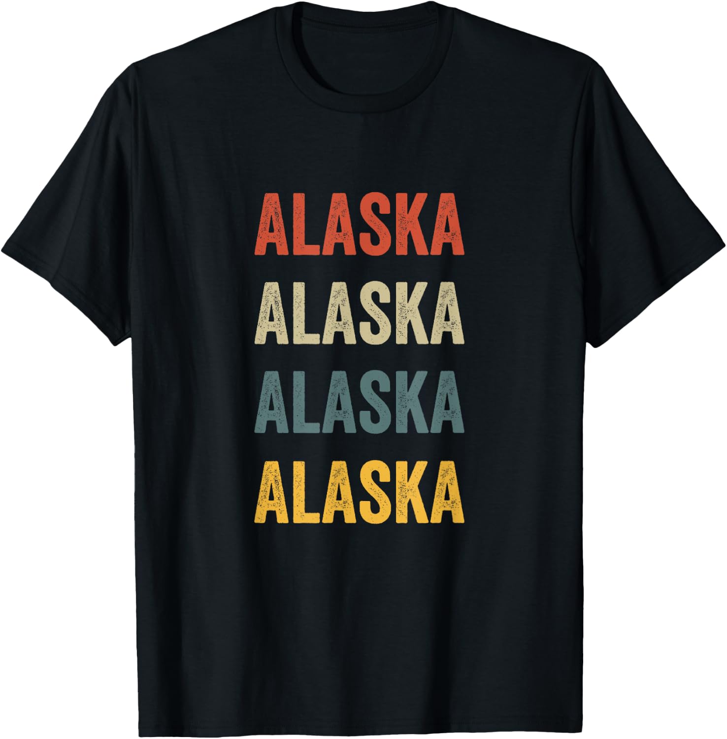 Alaska Colorful Retro Style Text Design T-Shirt - T-Shirt | Black