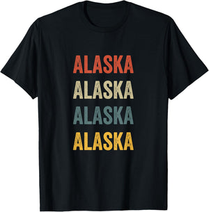 Alaska Colorful Retro Style Text Design T-Shirt - T-Shirt | Black