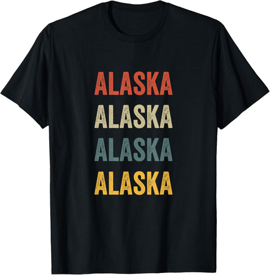 Alaska Colorful Retro Style Text Design T-Shirt - T-Shirt | Black