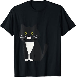 Cute Black and White Tuxedo Cat T-Shirt - T-Shirt | Black