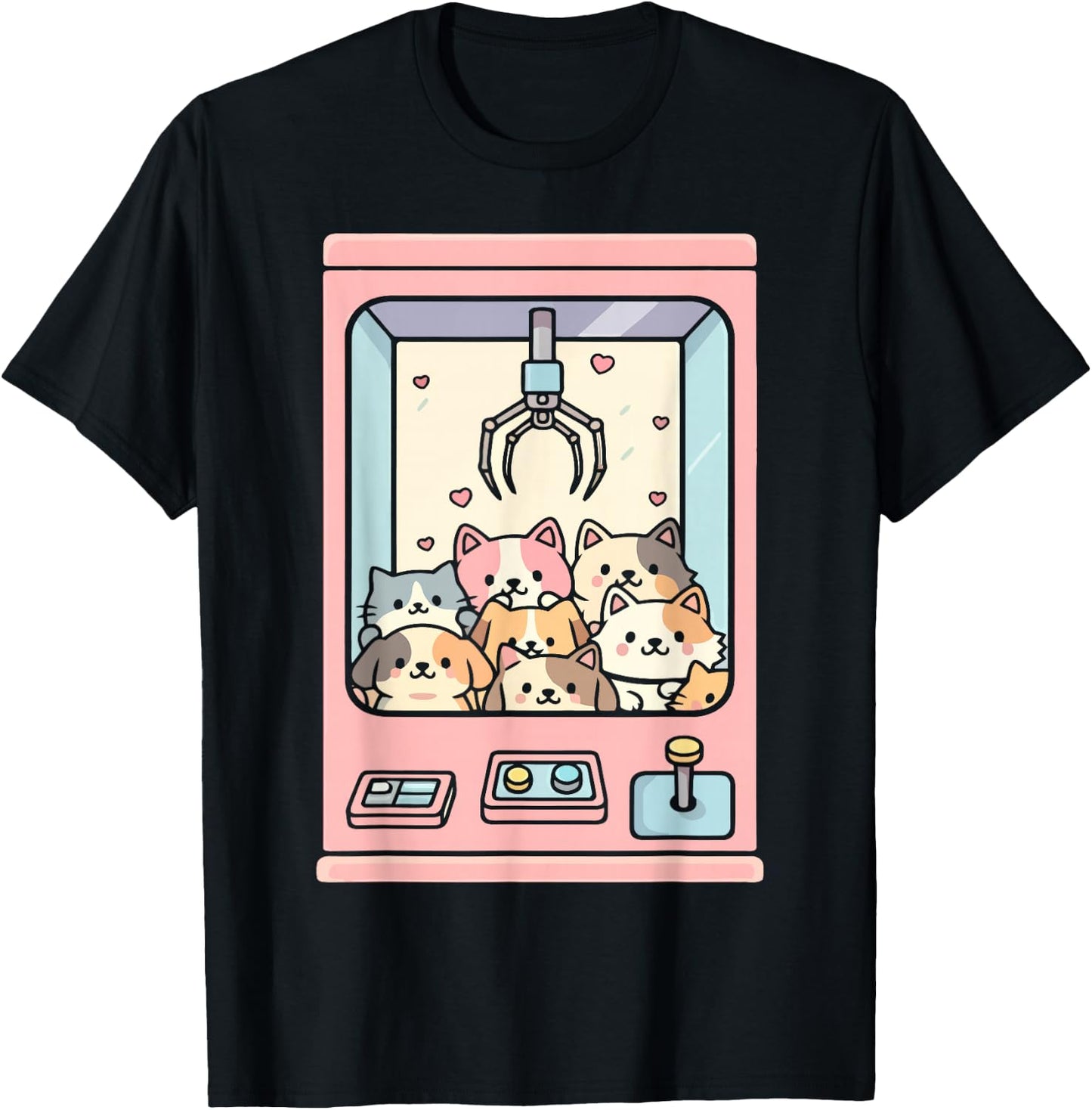 Cute Cat Claw Machine T-Shirt - T-Shirt | Black