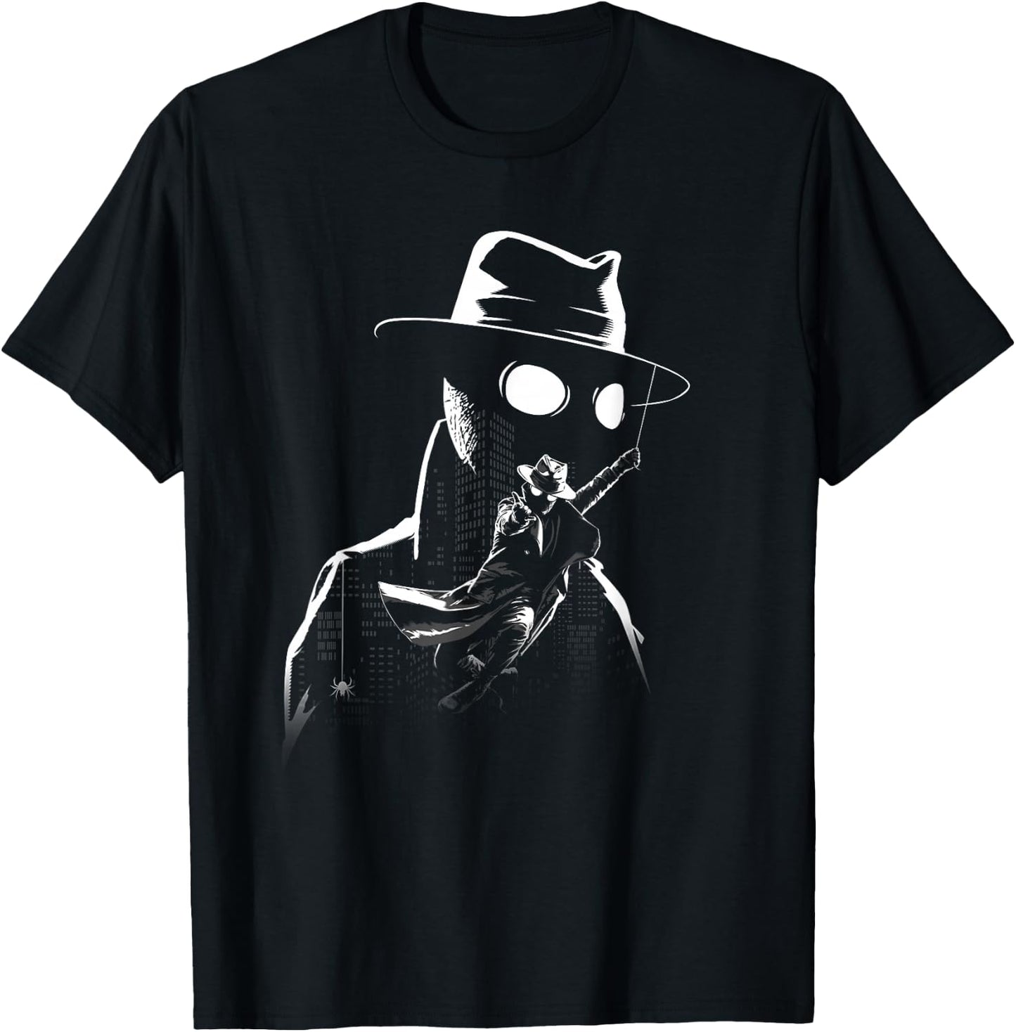 Marvel Spider-Noir Dual Portrait Black & White Cityscape T-Shirt - T-Shirt | Black