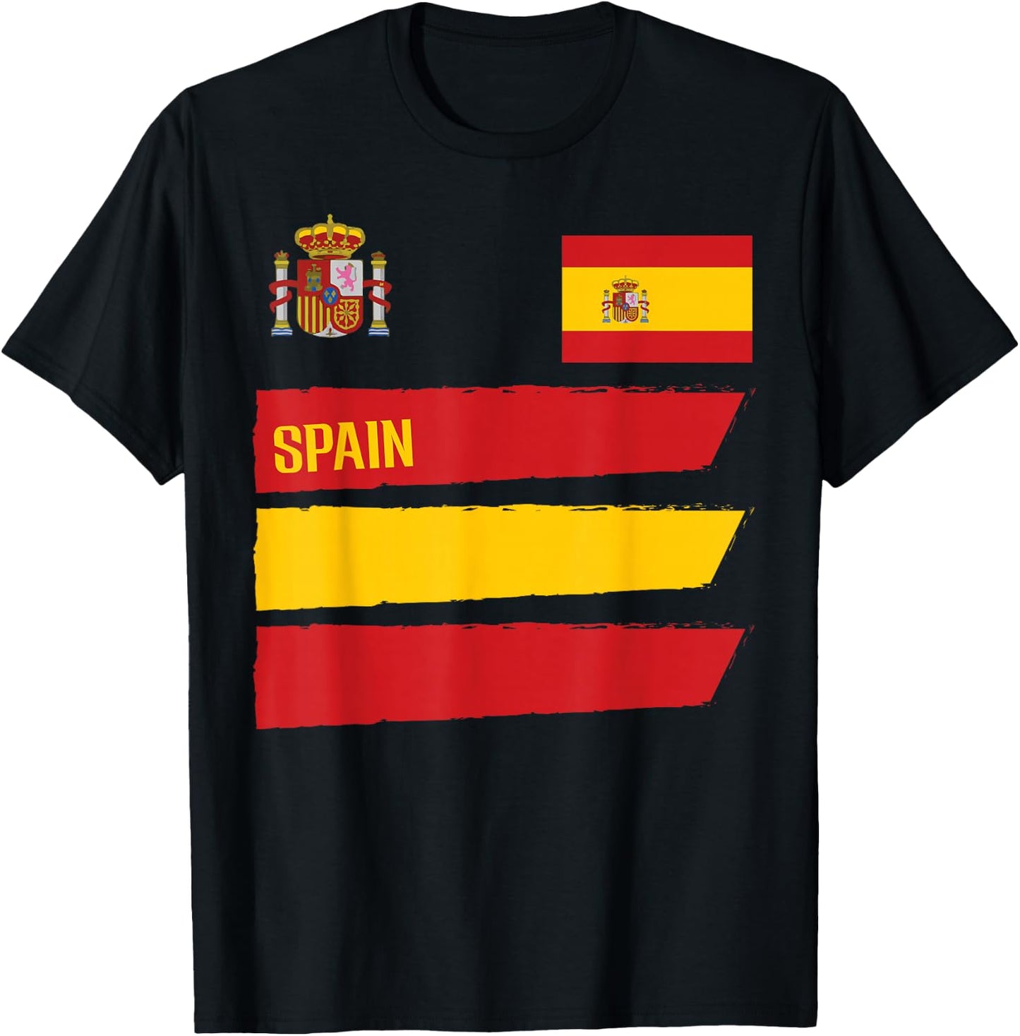 Spain Flag Espana Football Soccer Fan Men Women Kids T-Shirt - T-Shirt | Black