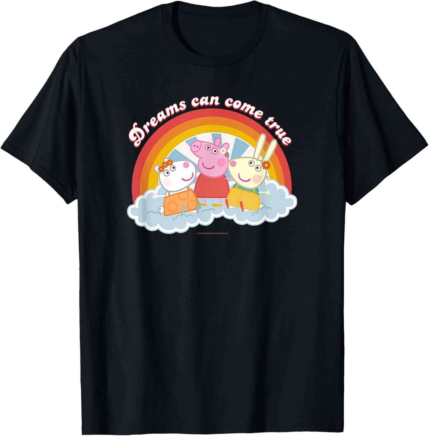 Peppa Pig Dreams Can Come True Friendship Retro Logo T-Shirt - T-Shirt | Black
