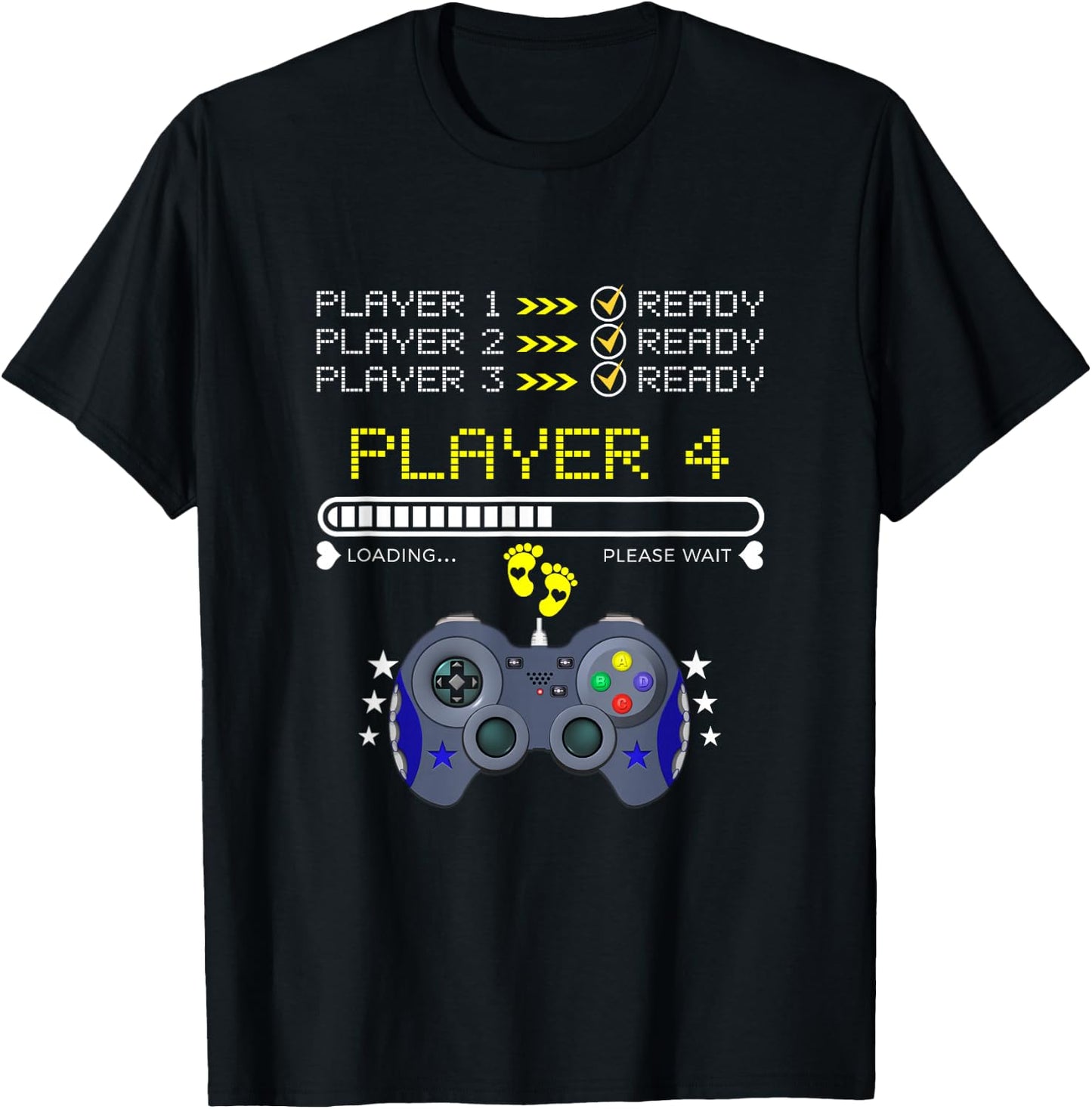 Spieler 1,2,3 Ready Player 4 Loading New Baby - Lustiges Gaming T-Shirt - T-Shirt | Black