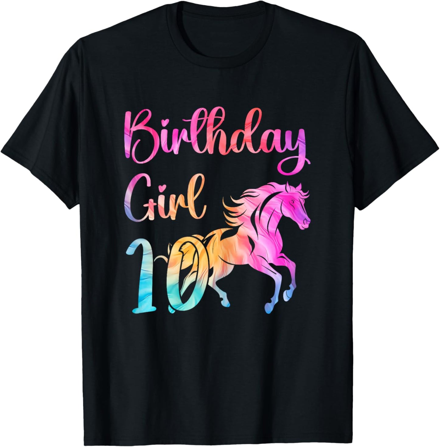 10th Birthday Horse 10 Year Old Girl Birthday Horse Lovers T-Shirt - T-Shirt | Black