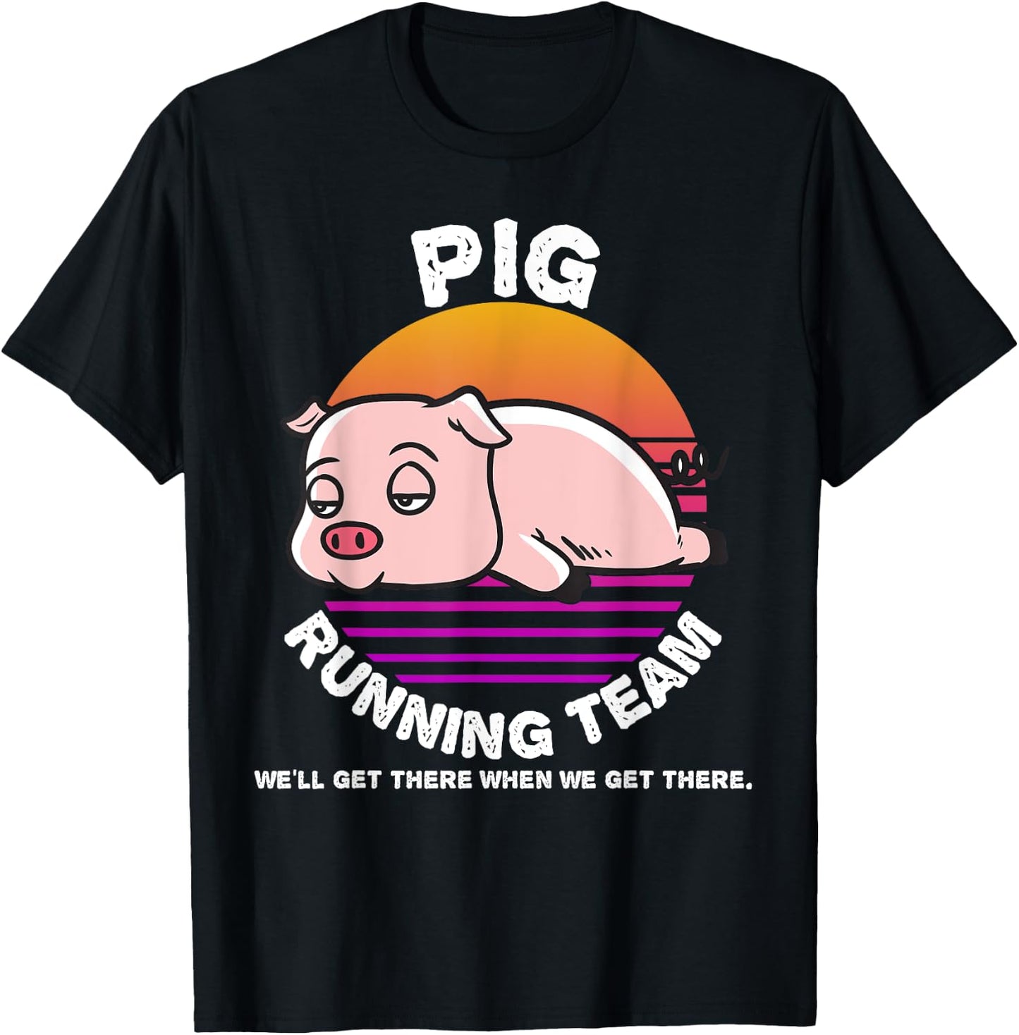Funny Farm Pig Running Team Shirt Kids Men Women Gift T-Shirt - T-Shirt | Black