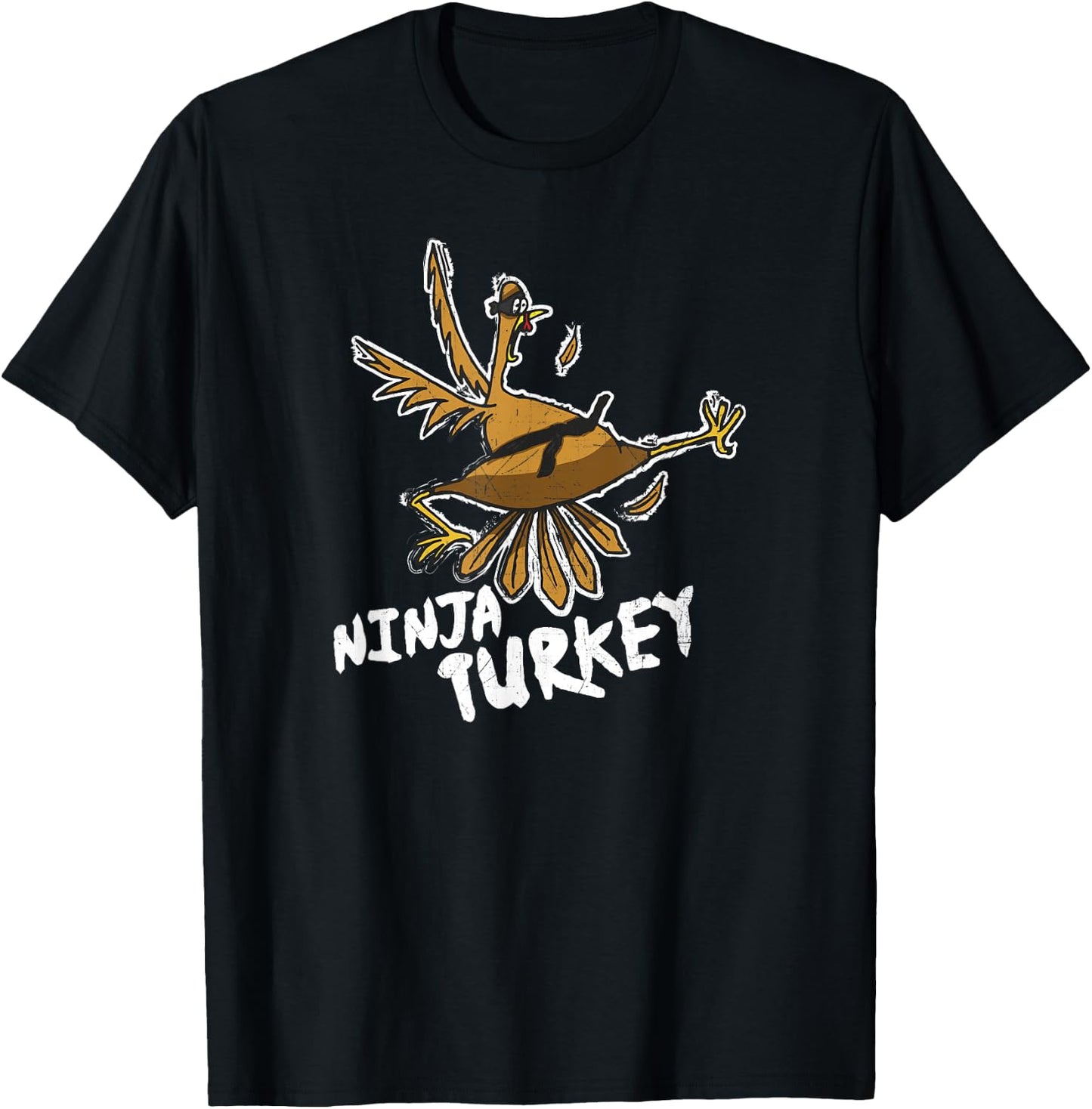 Ninja Turkey Funny Bird Thanksgiving T-Shirt - T-Shirt | Black