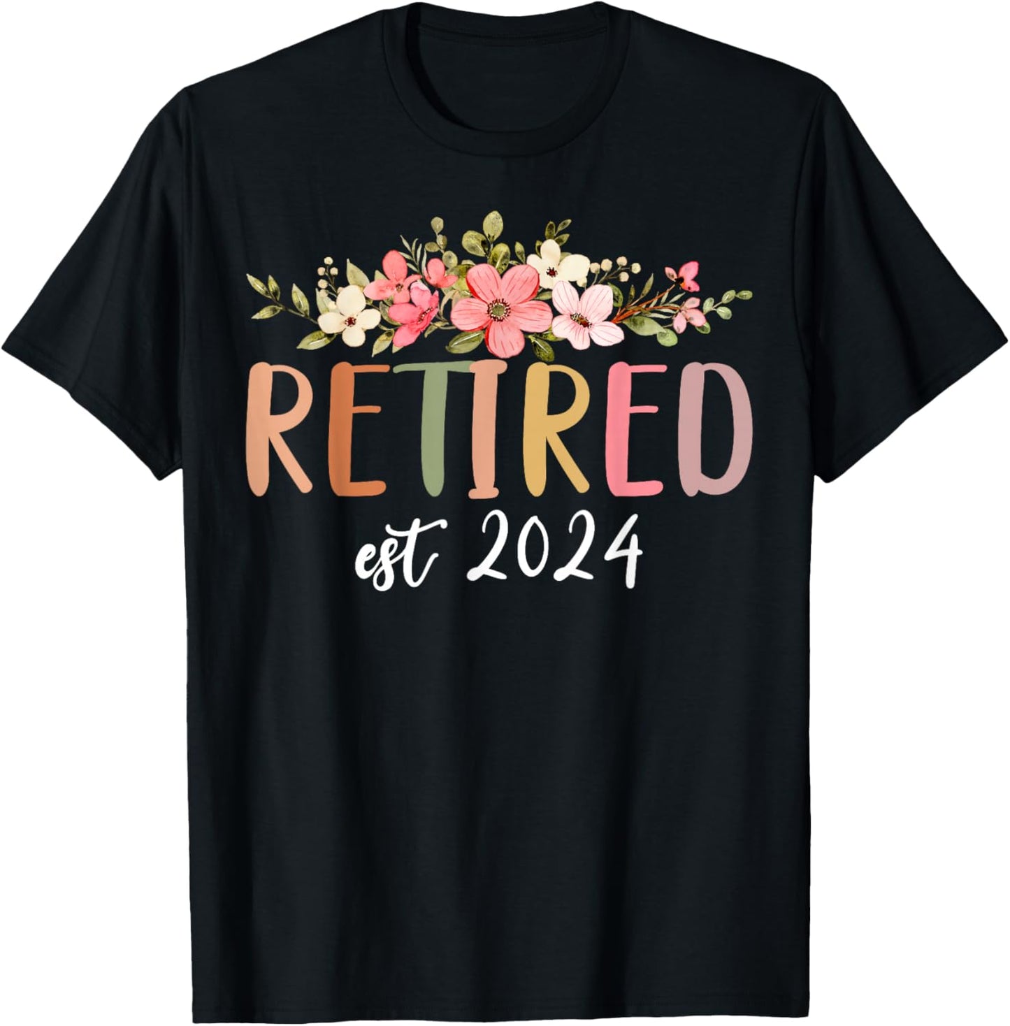 Retired 2024 Funny Retirement Men 2024 Wildflower T-Shirt - T-Shirt | Black