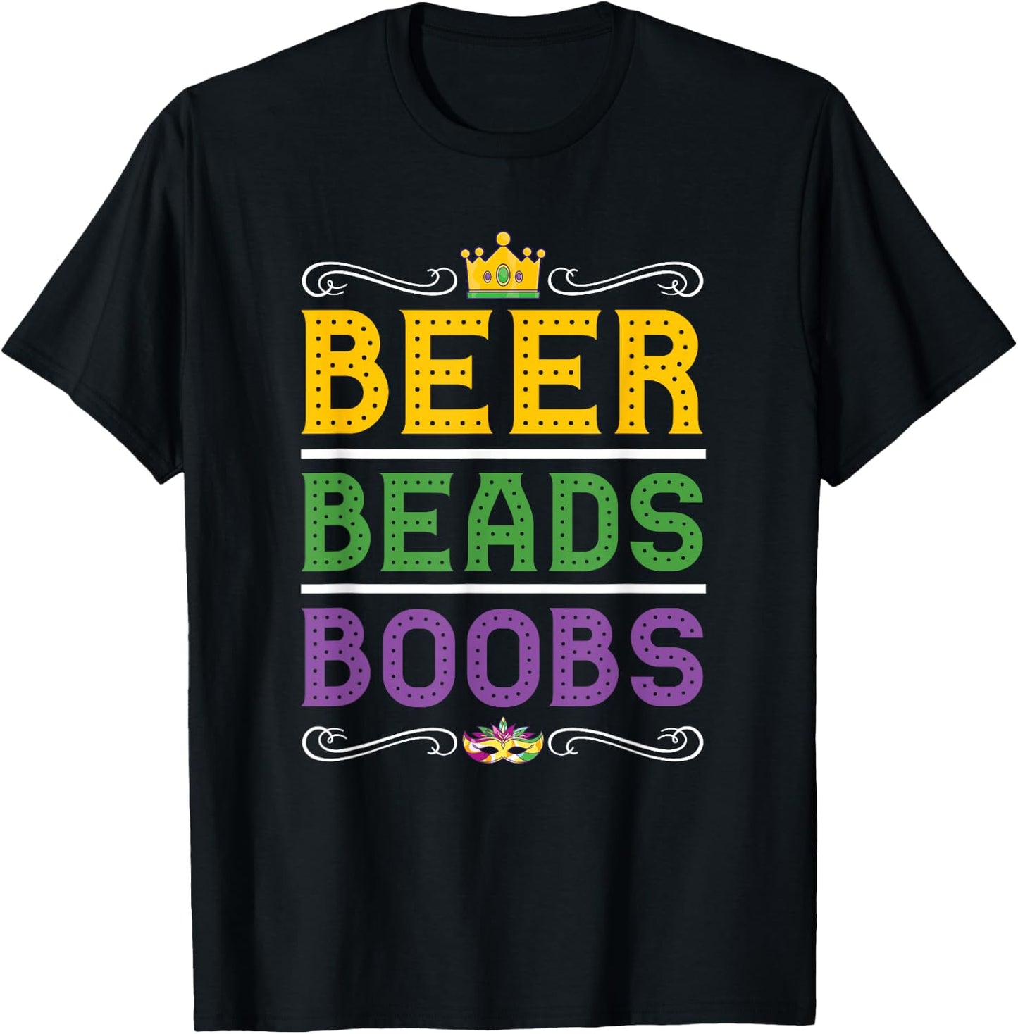 Beer Bead Boobs Funny Carnival Party Men Gift Mardi Gras T-Shirt - T-Shirt | Black