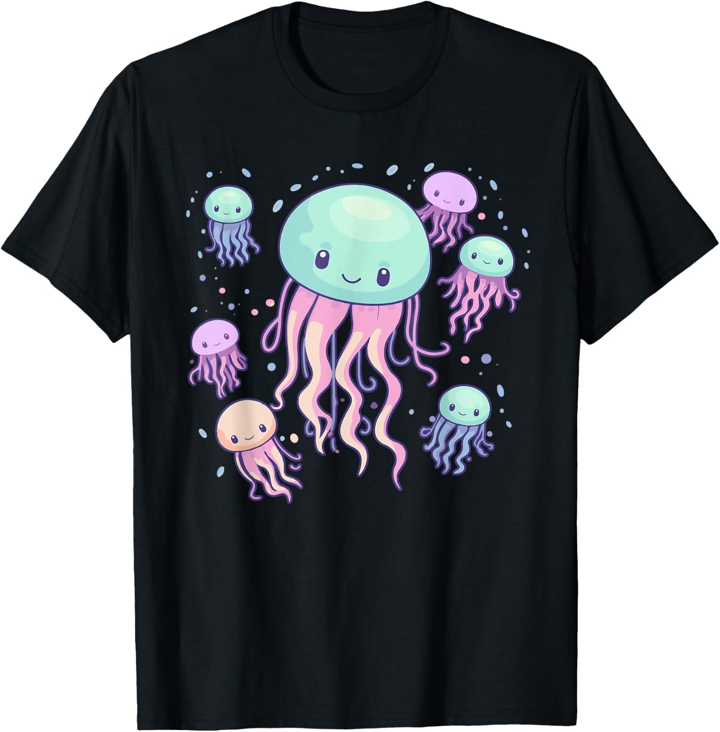 Jellyfish Cute Kawaii Sea Ocean Creature Fish School Pastel T-Shirt - T-Shirt | Black