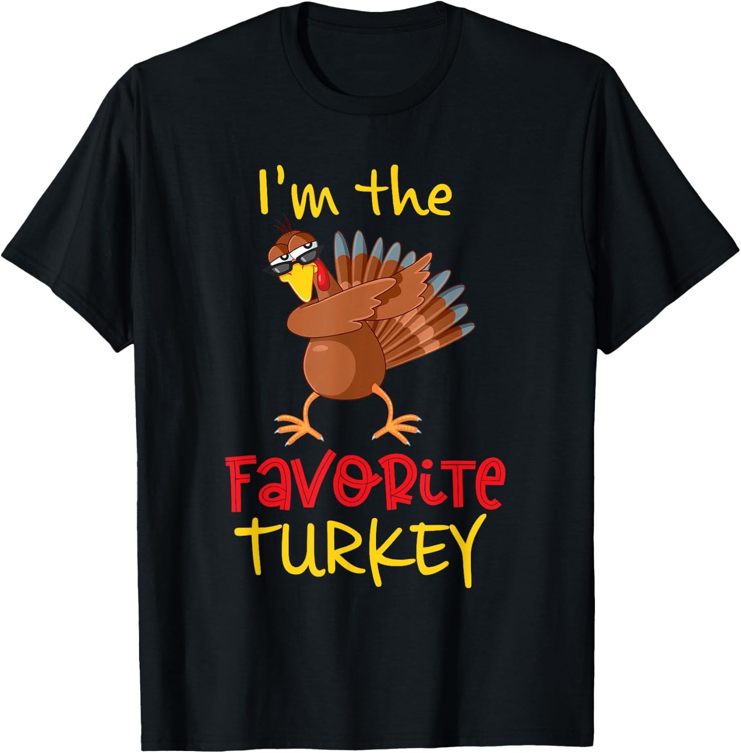 Child Thanksgiving-themed Black Small U-Neck Short Sleeve T-Shirt - T-Shirt | Black