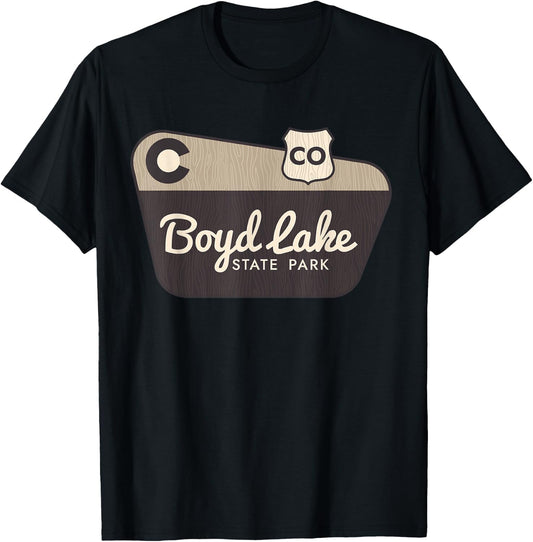 Boyd Lake State Park Colorado Welcome Sign Souvenir T-Shirt - T-Shirt | Black