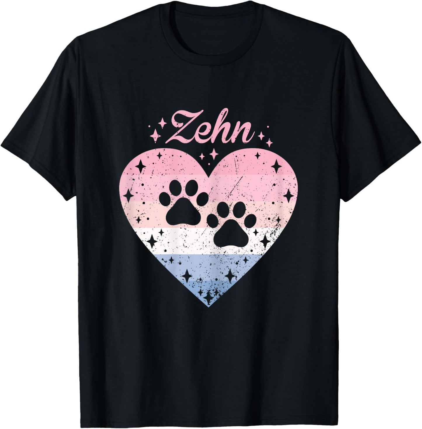 10. Geburtstag Mädchen Süßes Hund Pfote Motiv 10 Jahre T-Shirt - T-Shirt | Black