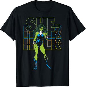 Marvel She-Hulk Name Stack Portrait T-Shirt - T-Shirt | Black