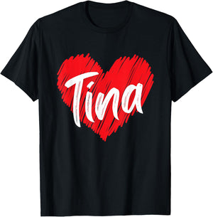I Love Tina Heart Personalized Name Tina T-Shirt - T-Shirt | Black