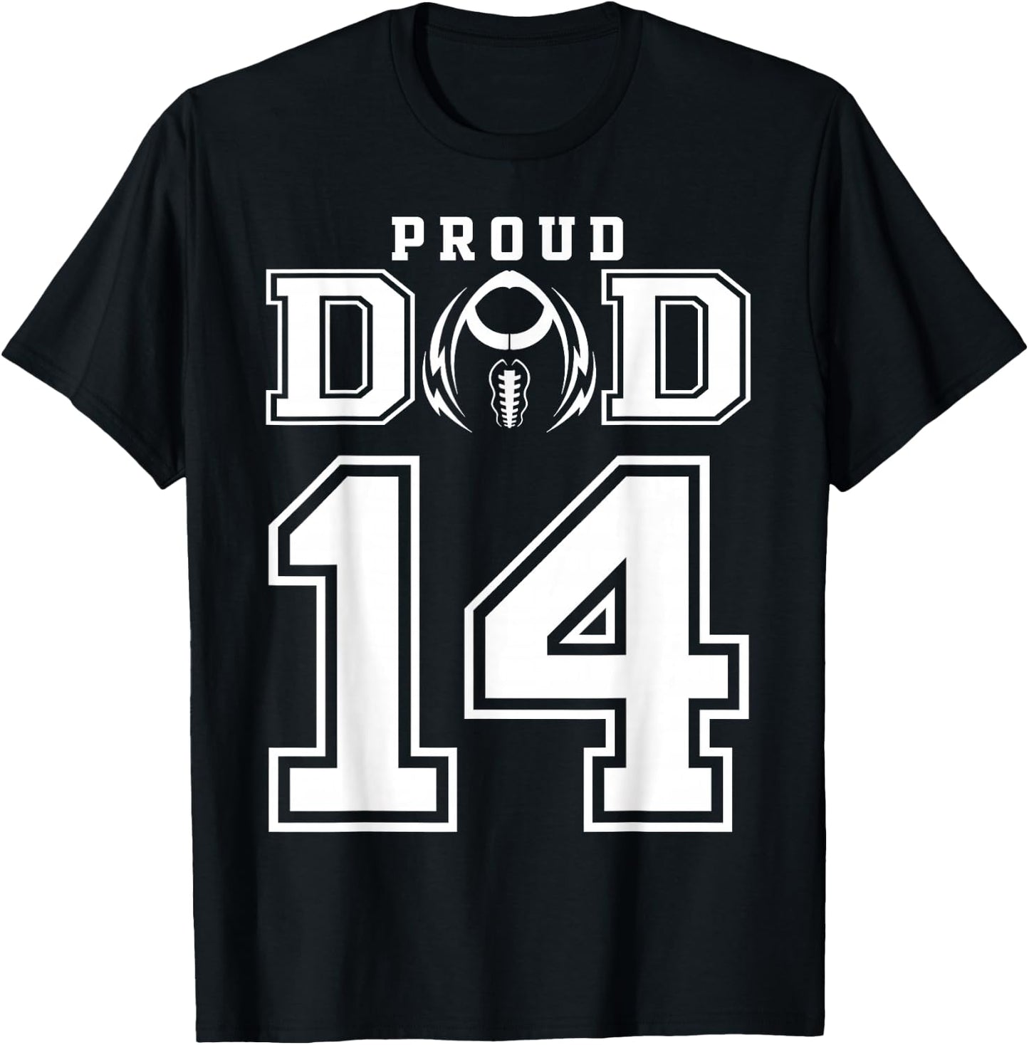 Custom Proud Football Dad Number 14 Personalized T-Shirt - T-Shirt | Black